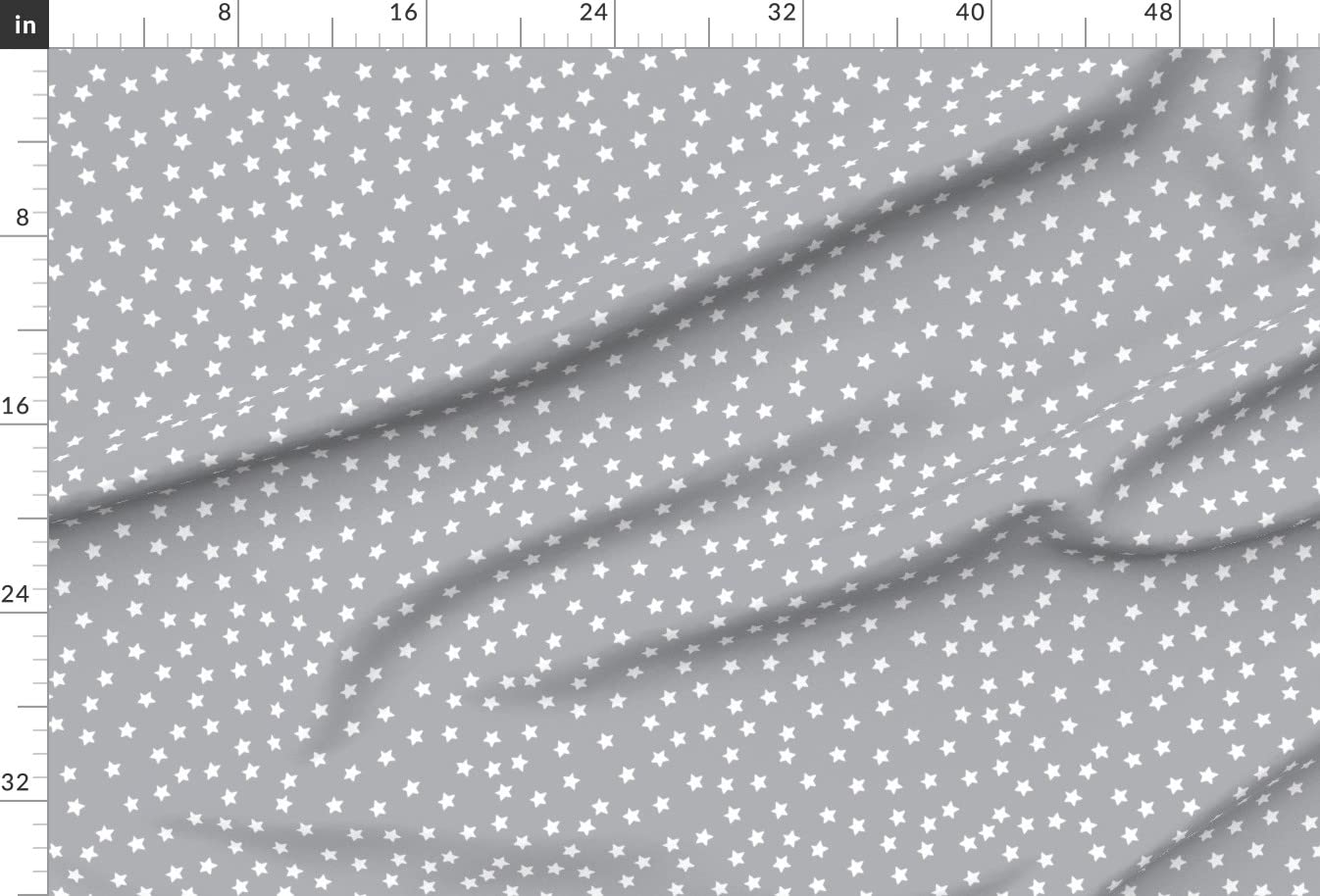 Premium Spoonflower Fabric - White Stars on Gray Chiffon by The Yard | Unisex Nursery Print for Sewing Dresses, Fashion Apparel & Home Decor | Perfect for DIY Baby Clothes, Curtains & Craft Projects