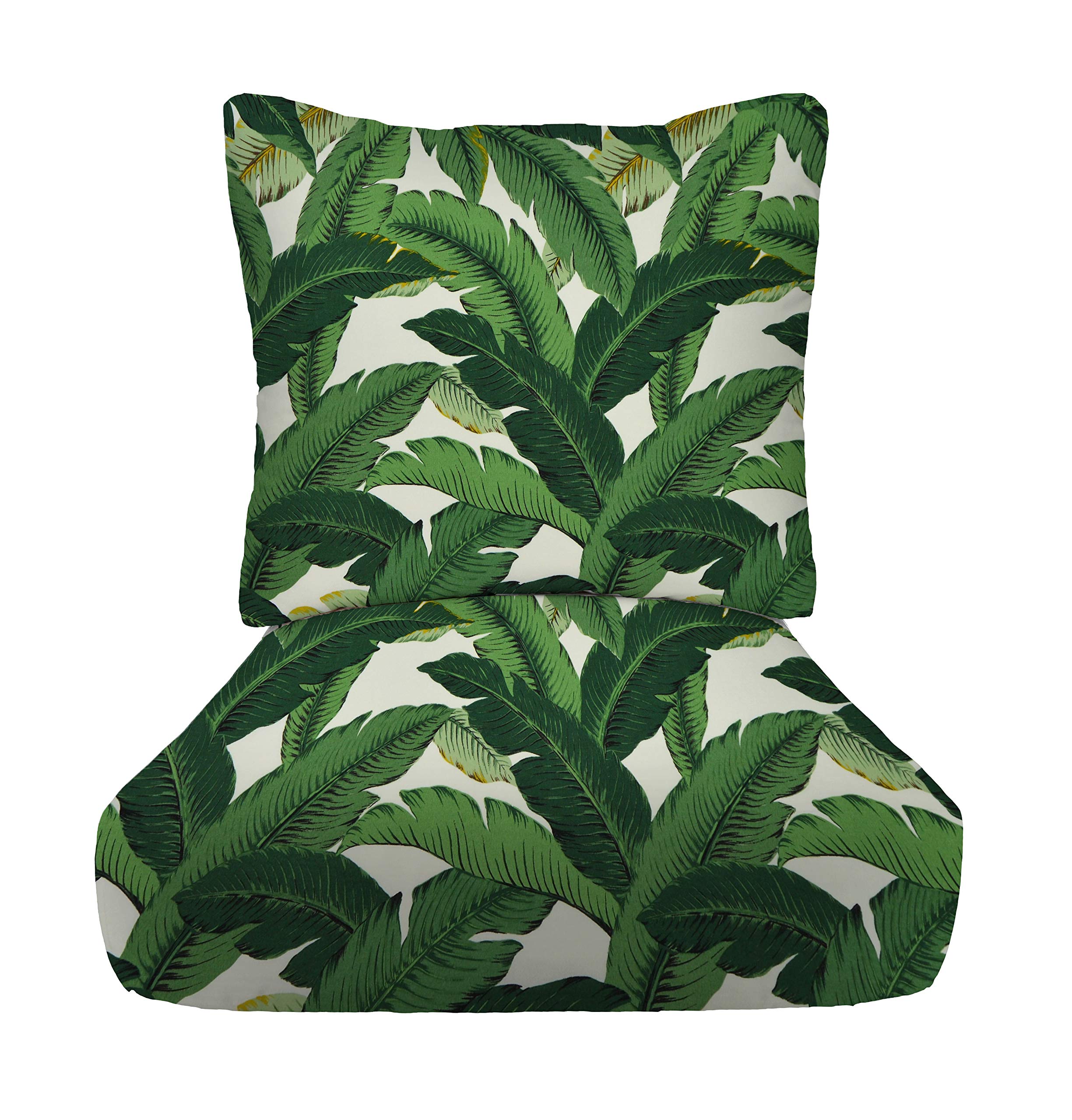 RSH DECOR: Deep Seating Cushion with Pillow Back | 23” x 24” Outdoor Chair Cushion Set | All-Weather Waterproof & Fade-Resistant Spun Fabric | Patio Furniture Cushions for Sofa, Loveseat & Sectional | Perfect for Poolside, Deck & Garden Relaxation (Swaying Palms Aloe Design)