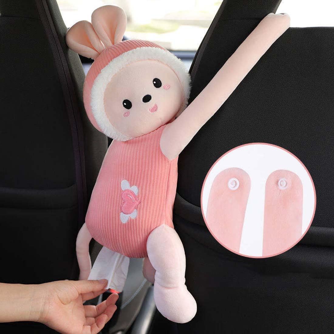 Soft Plush Elephant Tissue Box Cover - Decorative Car & Home Tissue Holder for Bathroom Vanity, Nightstand, Office Desk | Cute Organizer for Tissues with Hoodie Bunny Design | Perfect for Living Room Decor, Baby Nursery & Gift Ideas