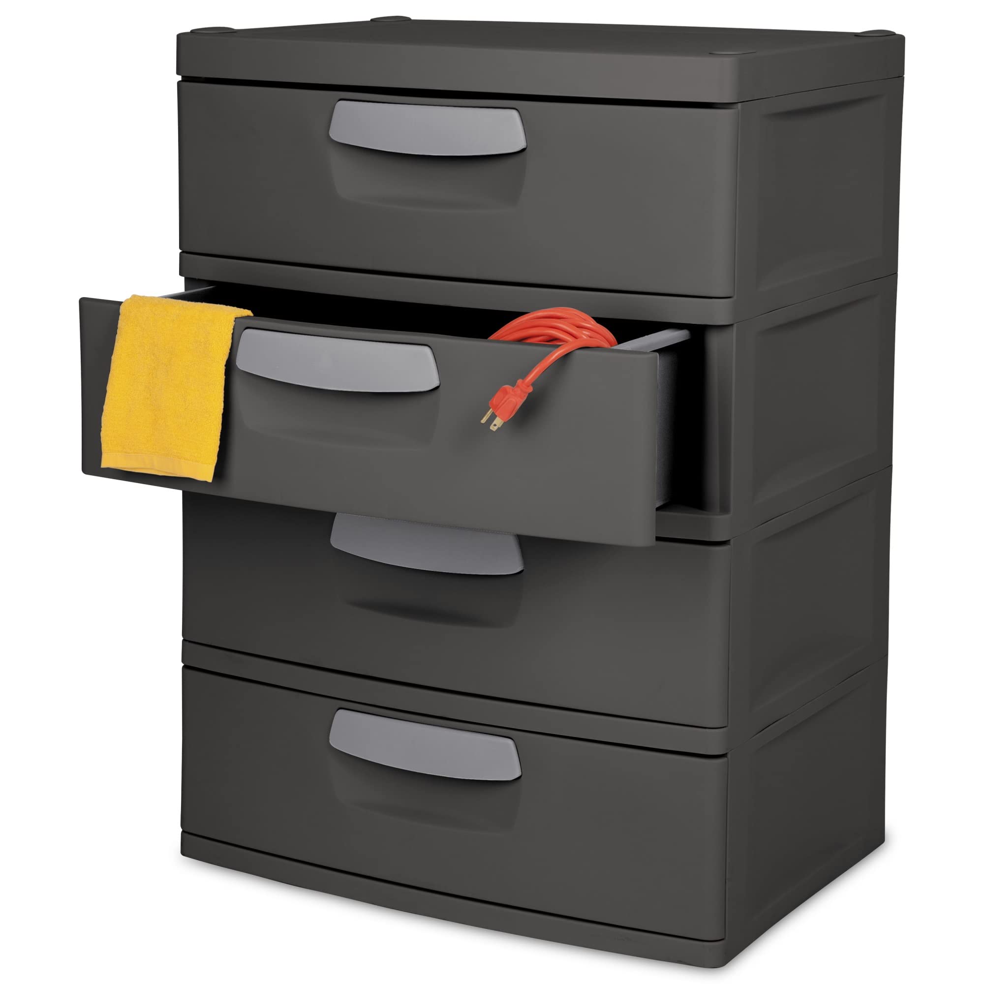 4-Drawer Plastic Storage Unit - Flat Gray | Compact Organizer for Home, Office & Closet Organization
