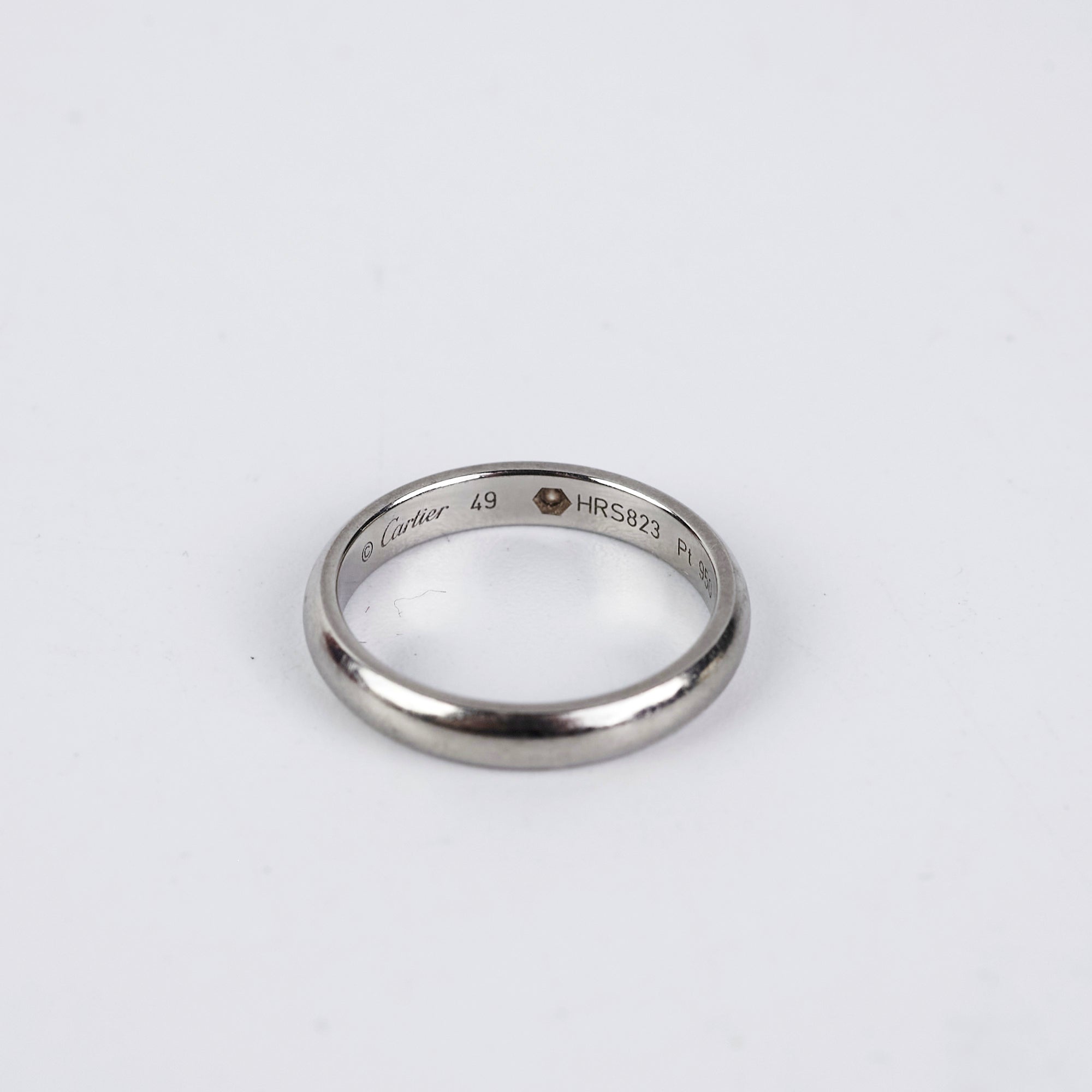 Cartier C De Cartier Platinum Diamond Ring - Size 49 with 1 Diamond for Women | Luxury Wedding Band, Engagement Ring & Anniversary Gift