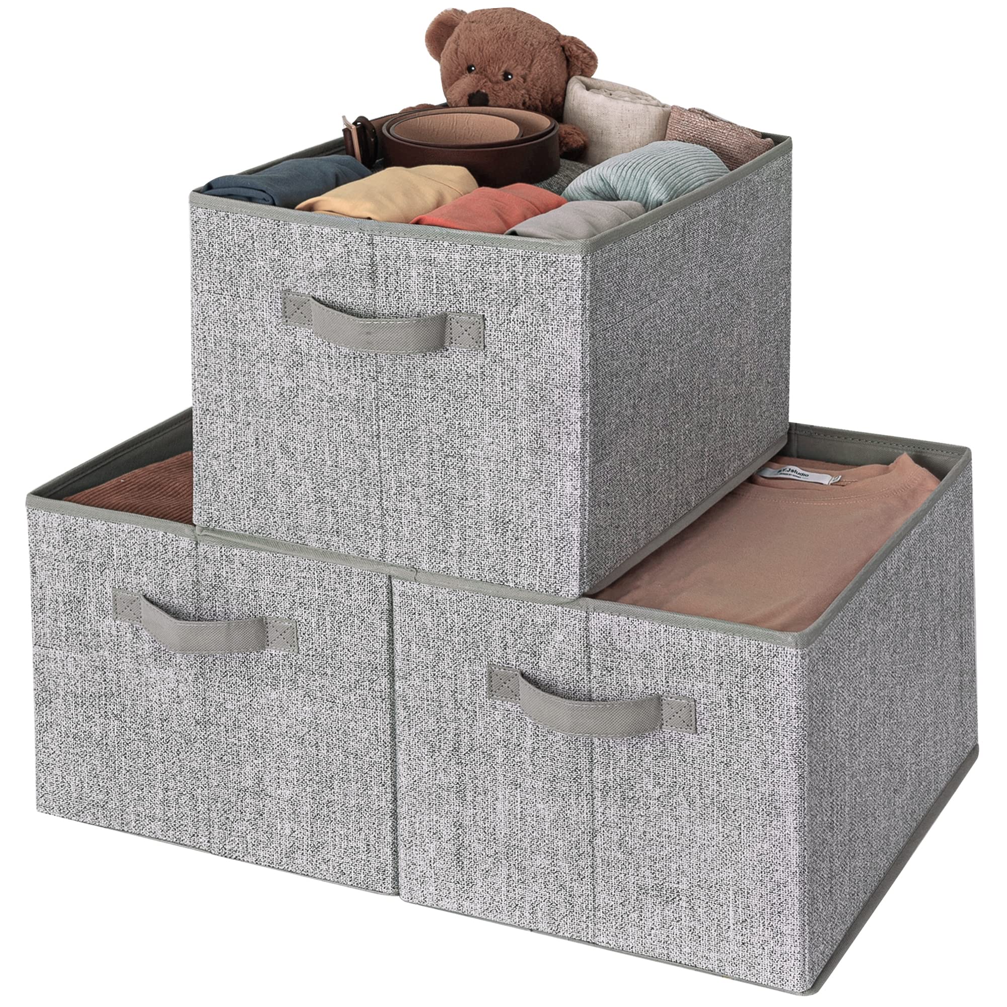 GRANNY SAYS Extra Large Fabric Storage Bins with Handles - 3-Pack Gray Closet Organizers for Clothes, Toys & Home Organization | Perfect for Wardrobe, Nursery & Seasonal Storage