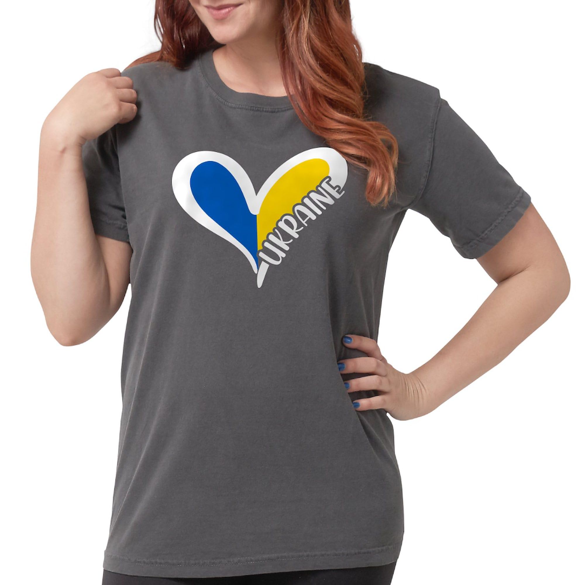 Love Ukraine Heart T-Shirt for Women - Comfort Colors Soft Cotton Tee - Perfect for Casual Wear, Supportive Outfits & Patriotic Events