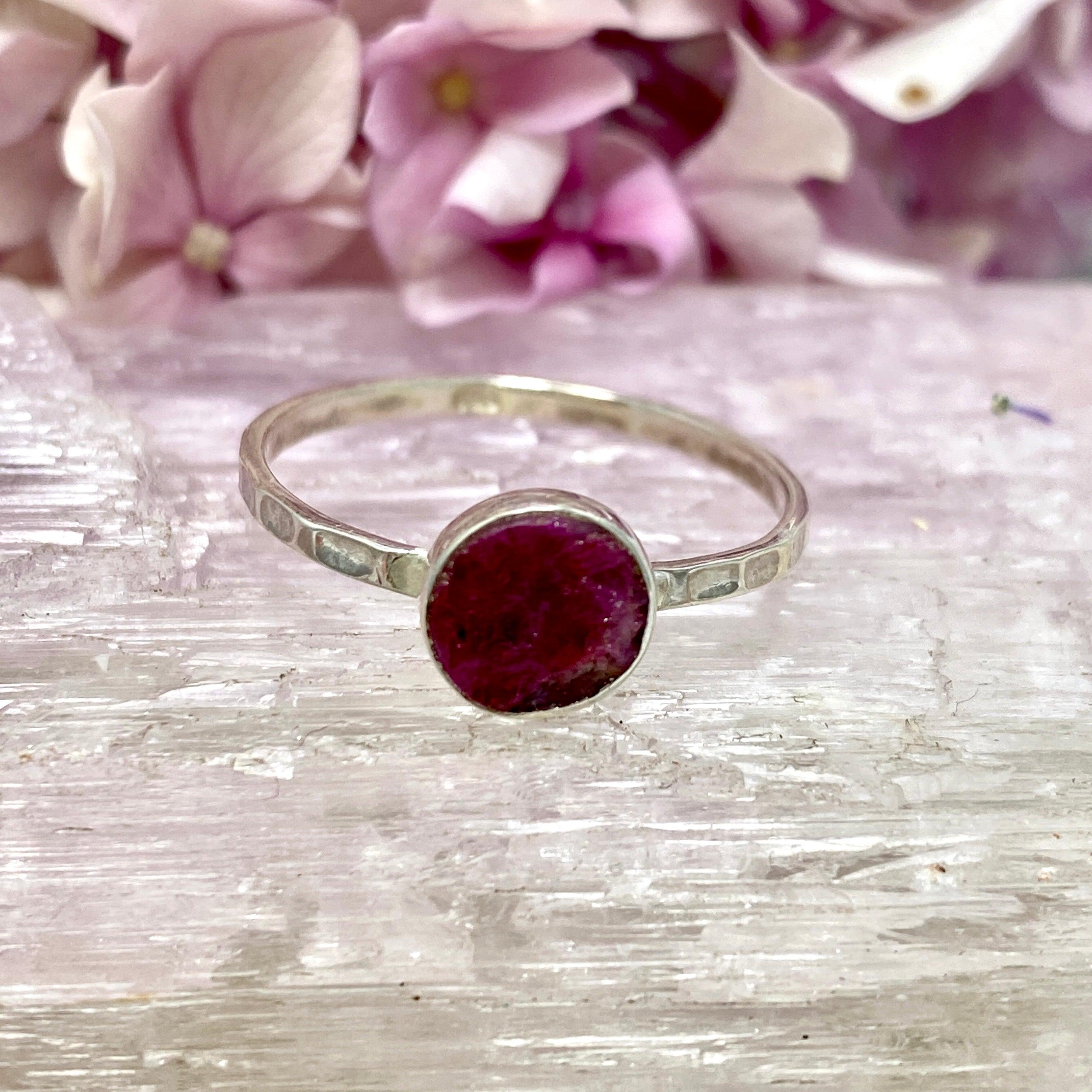 Natural Ruby Raw Round Banded Ring KRGJ2632 - Elegant Jewelry for Weddings, Engagements & Special Occasions