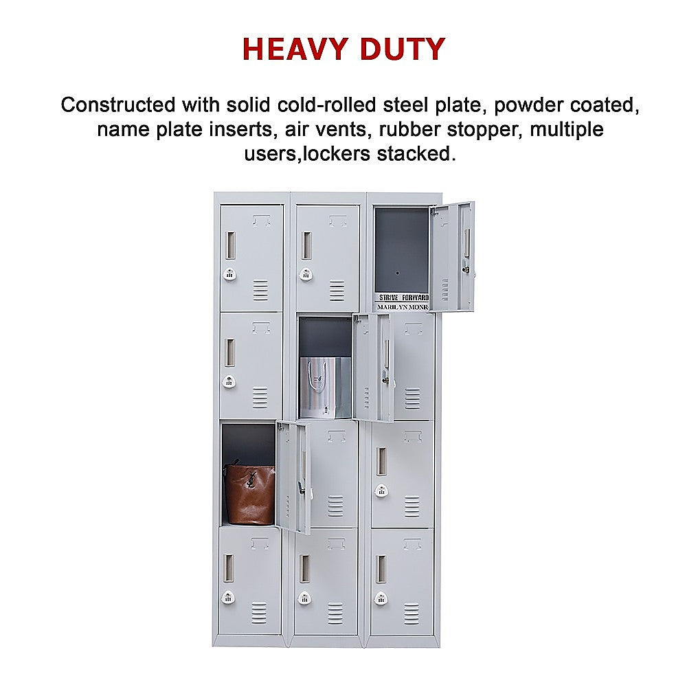 12-Door Locker with 3-Digit Combination Lock for Office, Gym, Shed, School & Home Storage - Secure Organization for Personal Belongings, Equipment & Valuables