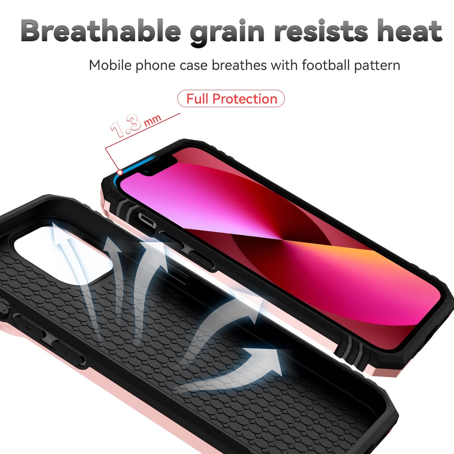 Hitaoyou iPhone 13 Case with Camera Cover & Kickstand - Military Grade Shockproof Heavy Duty Protective Magnetic Phone Cover for iPhone 13 (Rose Gold) - Perfect for Outdoor Activities, Travel & Daily Use