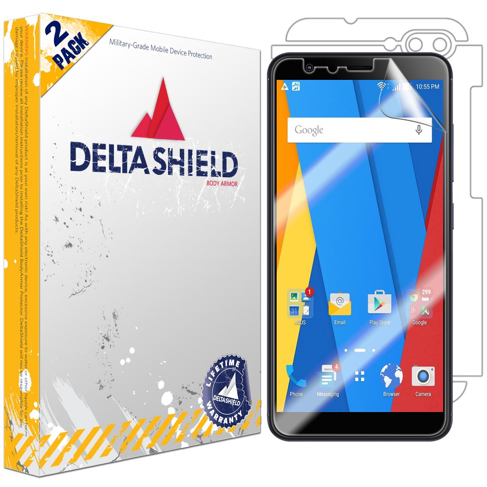 DeltaShield Full Body Skin Protector for Asus ZenFone Max Plus (M1) - 2 Pack with Screen Protector | Military-Grade HD Clear Film | Front & Back Protection | Anti-Bubble Technology | Perfect for Outdoor Activities, Travel & Daily Use