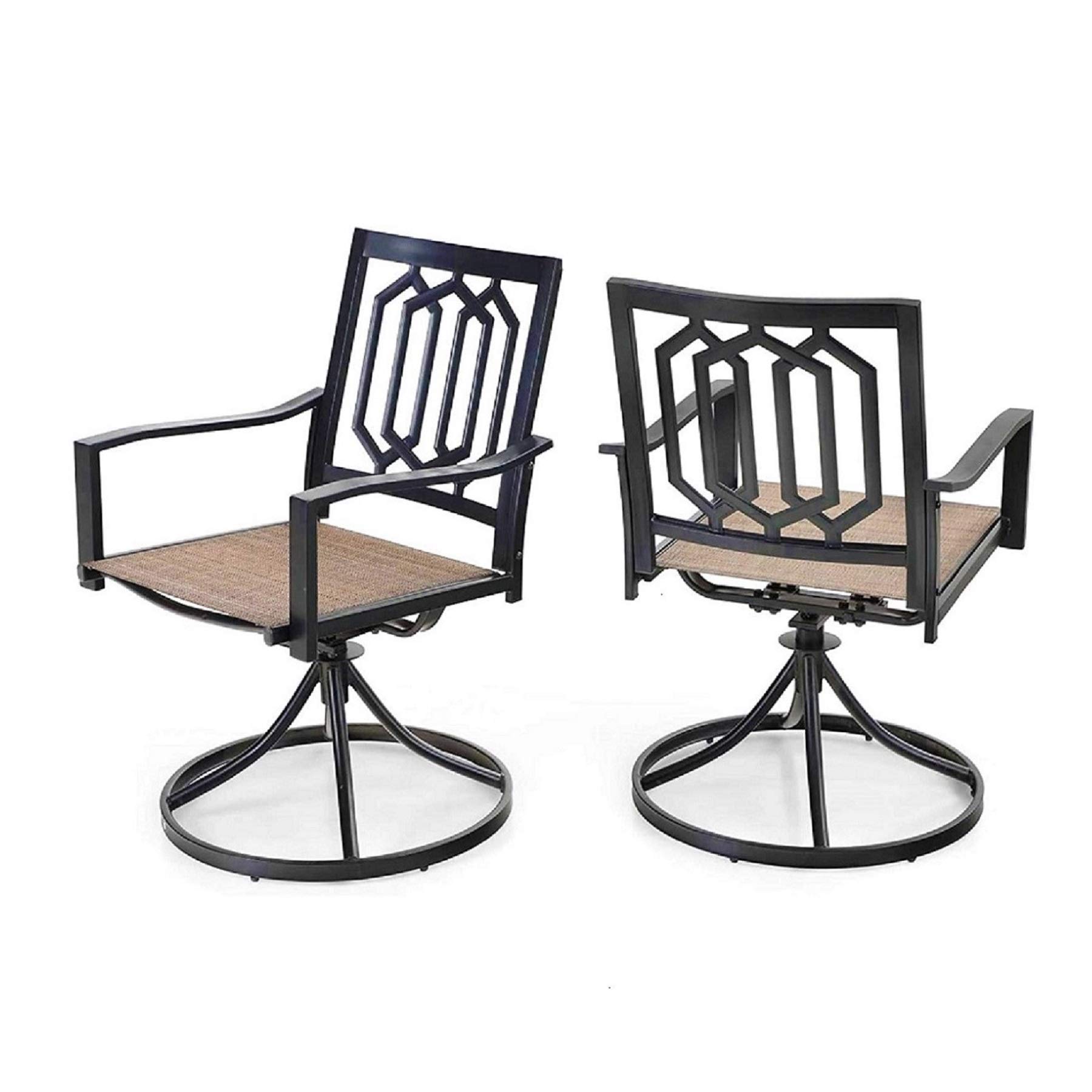 MFSTUDIO 5-Piece Outdoor Patio Dining Set - Square Black Metal Table with 4 Textilene Fabric Chairs - Weather-Resistant Garden Furniture with Umbrella Hole - Perfect for Backyard, Poolside, Porch & Outdoor Entertaining