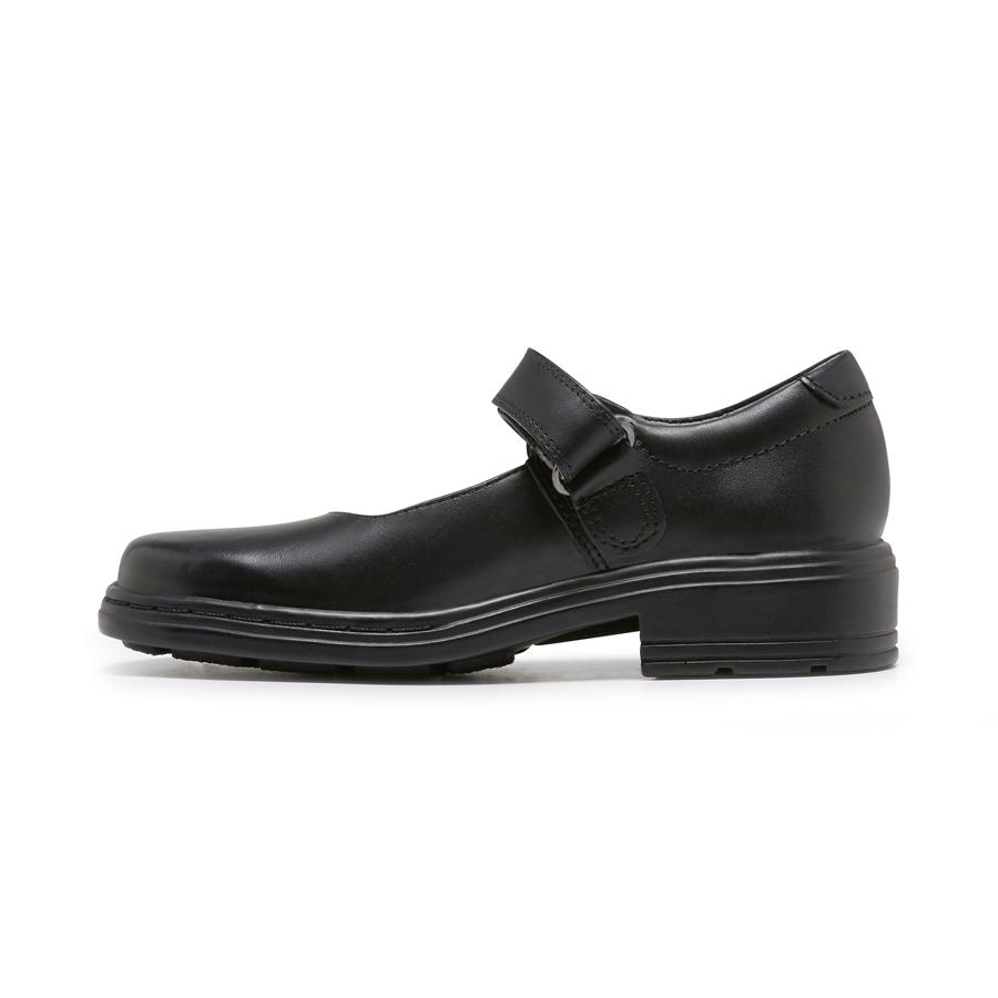 CLARKS Kids' Indulge Mary Jane Triple Black Leather Shoes - Width E | Comfortable & Stylish School Shoes for Girls