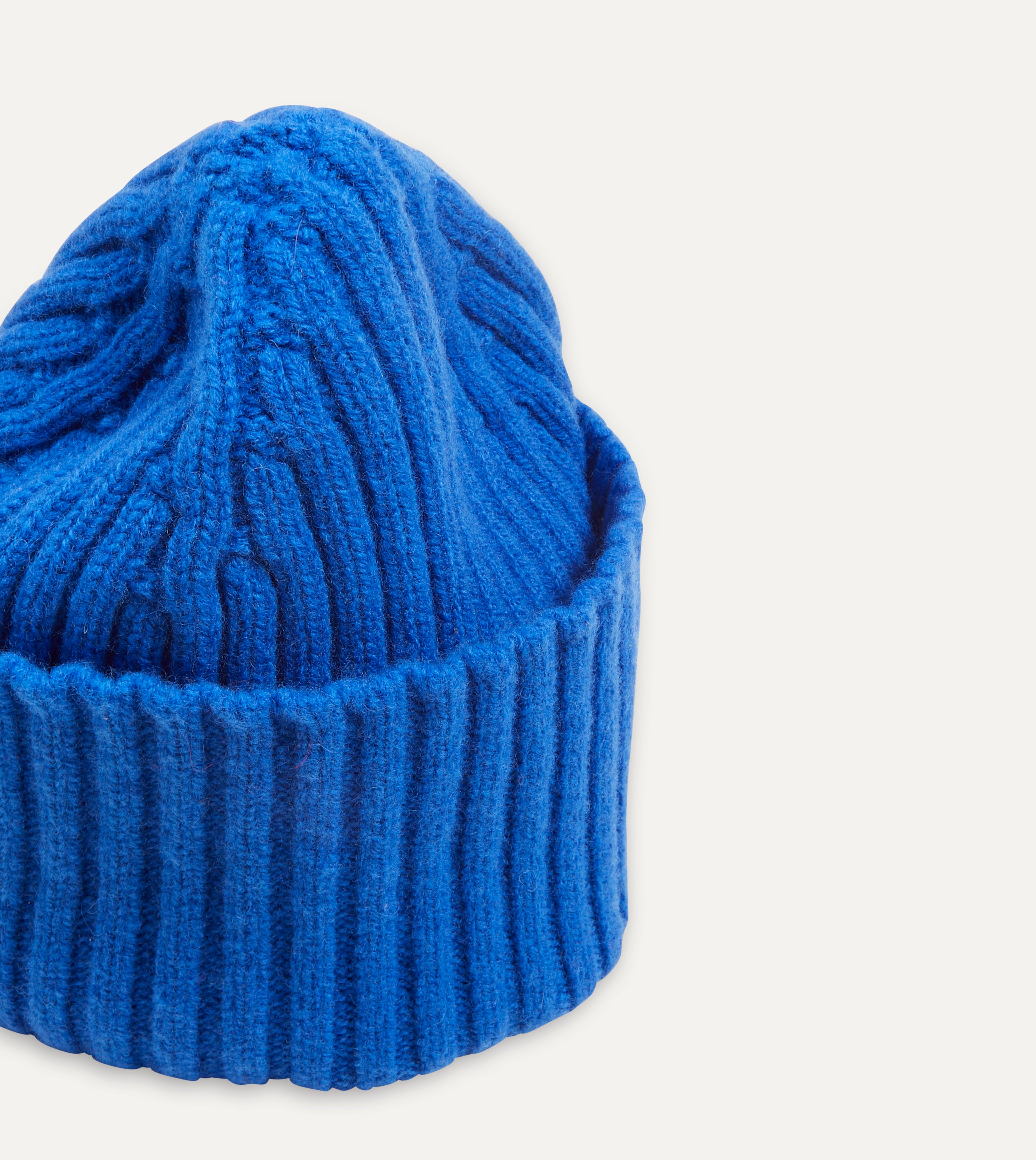 Cozy Blue Lambswool Ribbed Knit Beanie Hat for Men & Women - Winter Warm Fleece Lined Skull Cap - Perfect for Cold Weather, Outdoor Activities & Casual Fashion