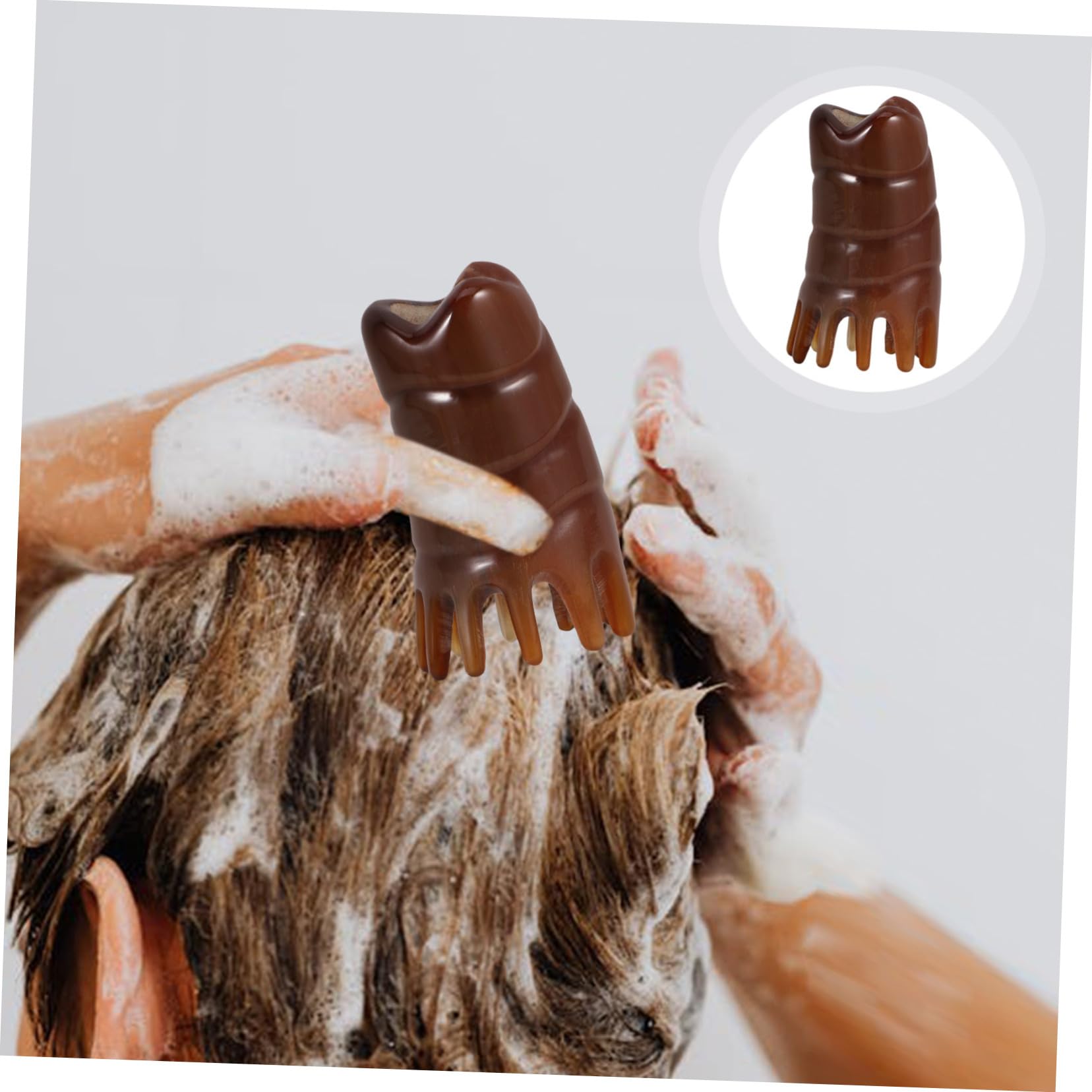 **Natural Ox Horn Shampoo Brush & Scalp Massager - Anti-Static Wide Tooth Comb for Hair Care & Scalp Exfoliation (Light Brown) - Perfect for Daily Hair Washing, Scalp Relaxation & Detangling**