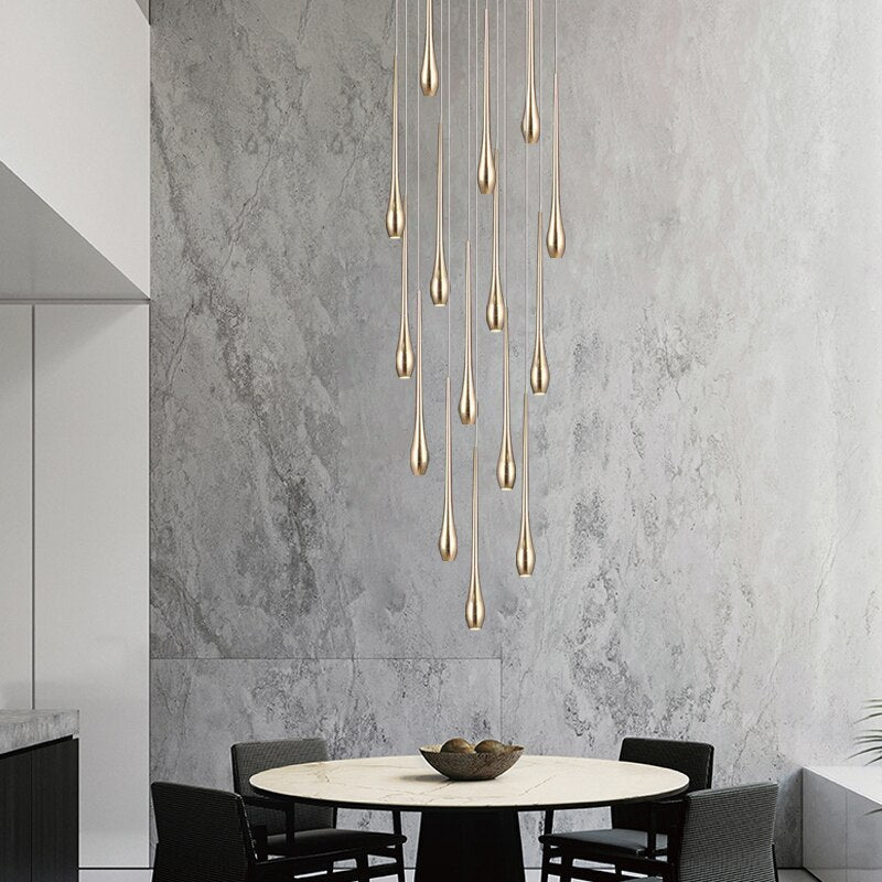 Elegant Staircase Chandelier - Modern Circular Cone Design Crystal Pendant Light for Hallway, Foyer & Stairwell - Perfect for Home Decor & Luxury Ambience Lighting