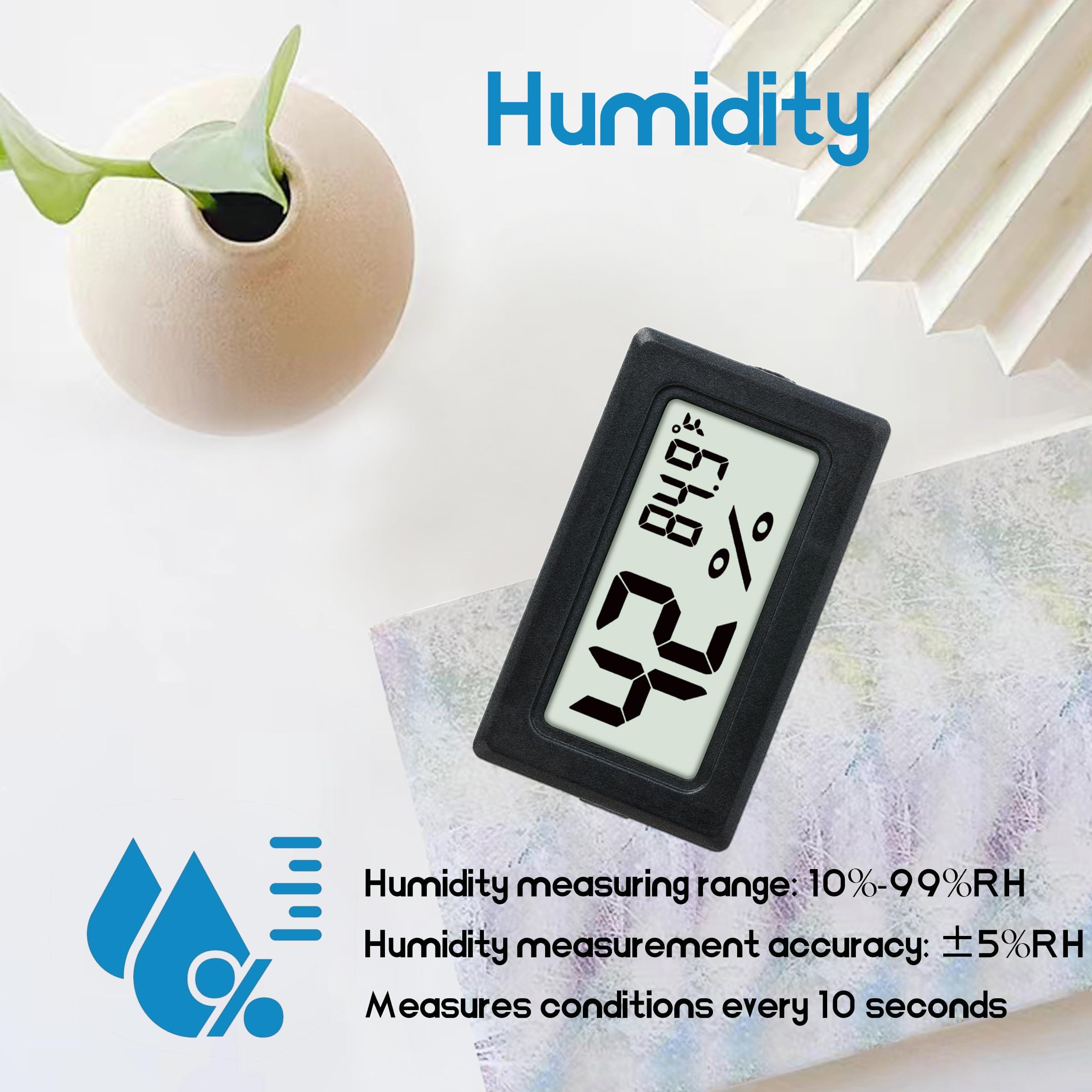 3 Pack Digital Hygrometer Thermometer - Indoor Humidity & Temperature Monitor with Fahrenheit (℉) for Home, Office, Humidor, Refrigerator, Greenhouse, Garden, Cellar & Closet - Perfect for Climate Control in Baby Rooms, Wine Cellars and Plant Care