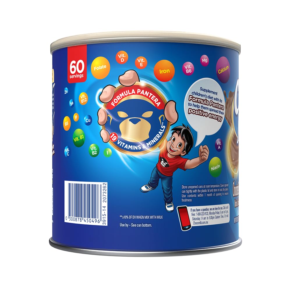 Choco Milk Chocolate Powder Drink Mix - 19 Essential Vitamins for Kids - Instant Breakfast & Nutritional Drink - 28 oz - Perfect for School Lunches & After-School Snacks