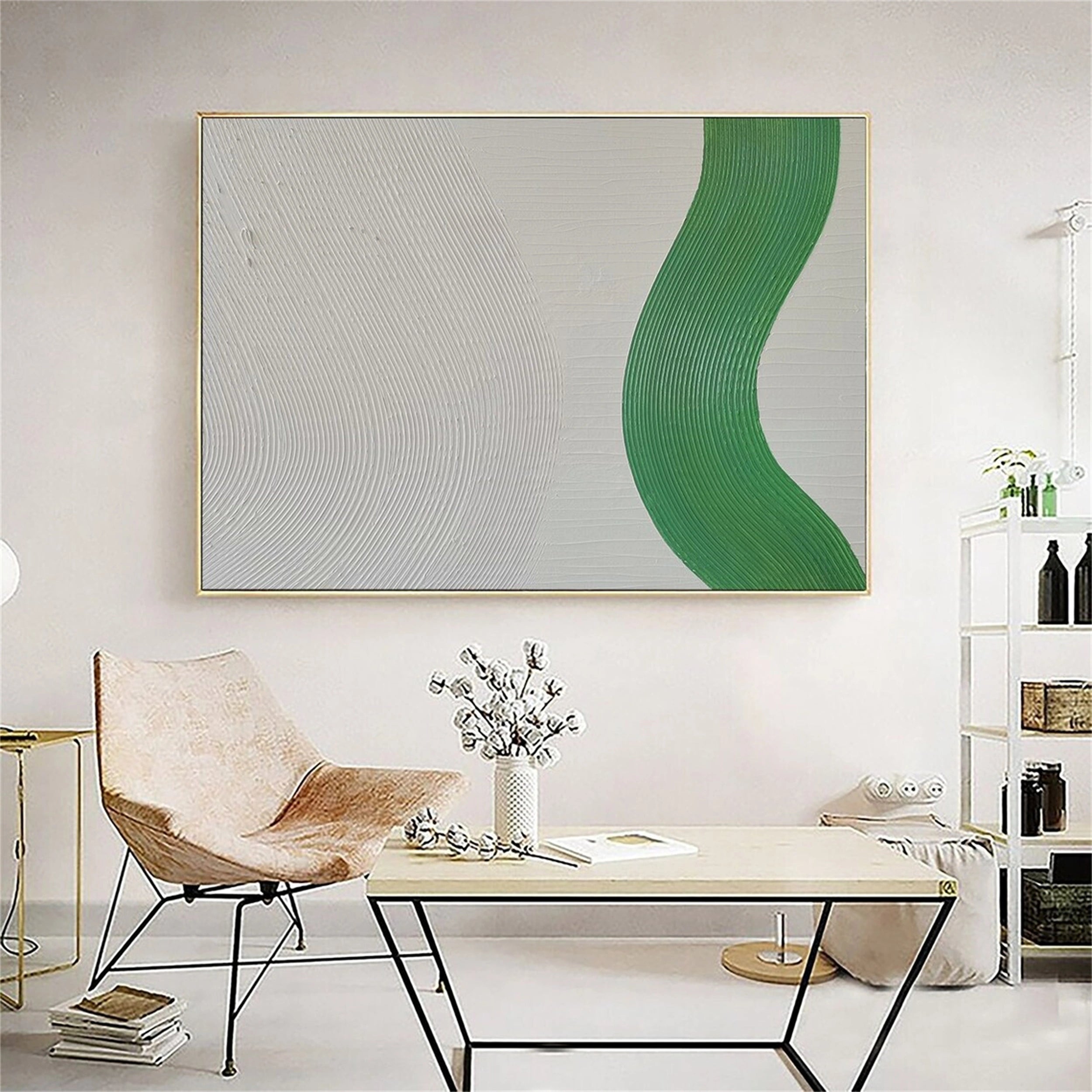 Blue & Green Abstract Wall Art Painting #BG017 - Modern Canvas Print for Living Room, Bedroom & Office Decor
