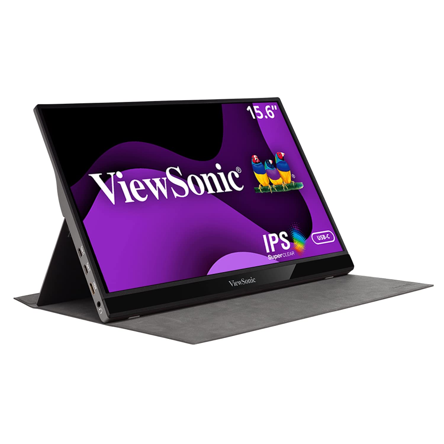 ViewSonic VG1655 15.6 Inch FHD 1080p Portable Monitor with USB-C Power Delivery, IPS Panel, Blue Light Filter, Built-in Speakers & Stand - Ideal for Laptop Extensions, Gaming, and Business Travel (Renewed)