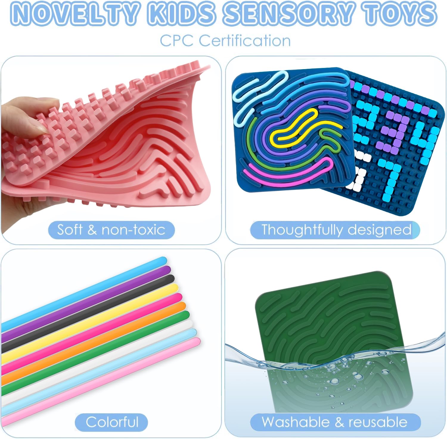 Sensory Fidget Board for Kids & Adults - Double-Sided Silicone Quiet Stress Relief Toy for ADHD, Autism, Anxiety & Focus - Calming Sensory Activity Board for Classroom, Office & Home Use (Green)