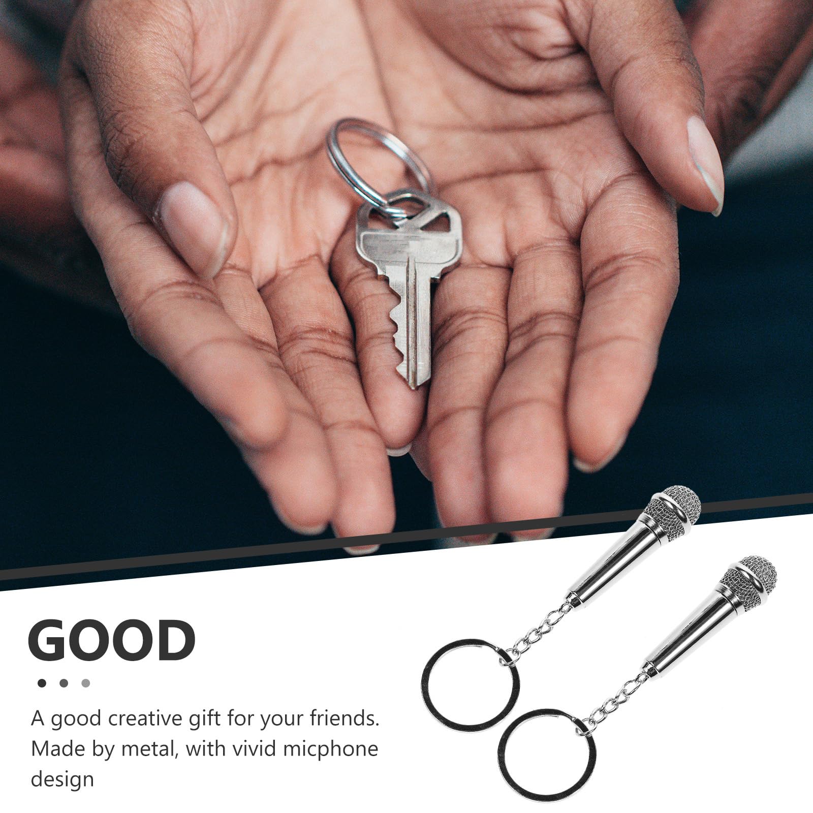 FOMIYES 2 Pack Cute Microphone Keychain - Mini Music Note Keyring for Purse, Bag & Keys - Perfect Party Favors & Gifts for Musicians & Music Lovers - Great for Concerts, Karaoke Nights & Music Themed Events
