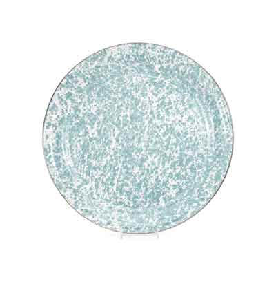Sea Glass Swirl Enamelware Serving Tray - 20 Inch Elegant Beach-Themed Serving Platter for Parties, Picnics & Home Decor