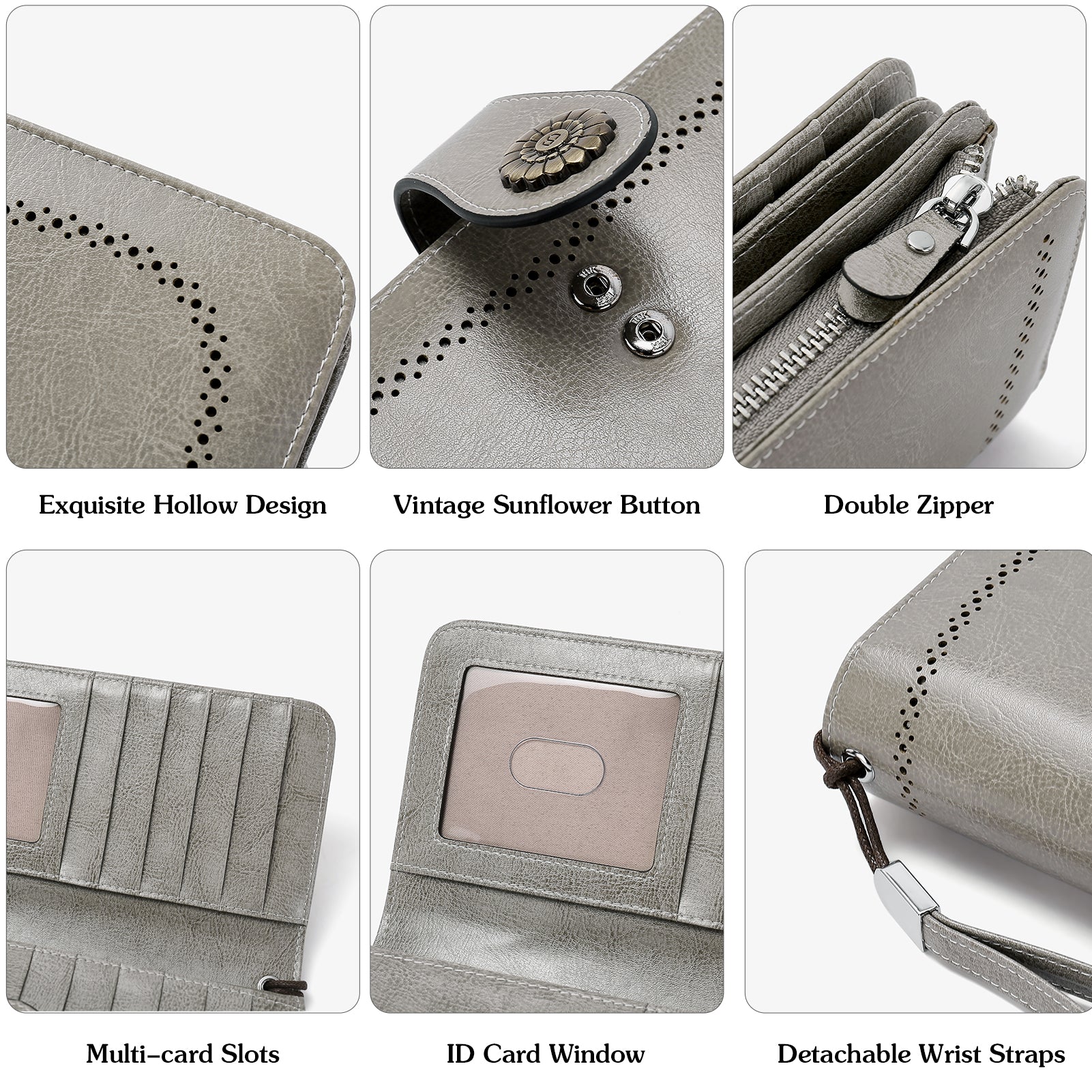 Lomy Big Wallet for Women with Wristlet - Large Capacity RFID Blocking Leather Wallet for Travel, Shopping & Everyday Use
