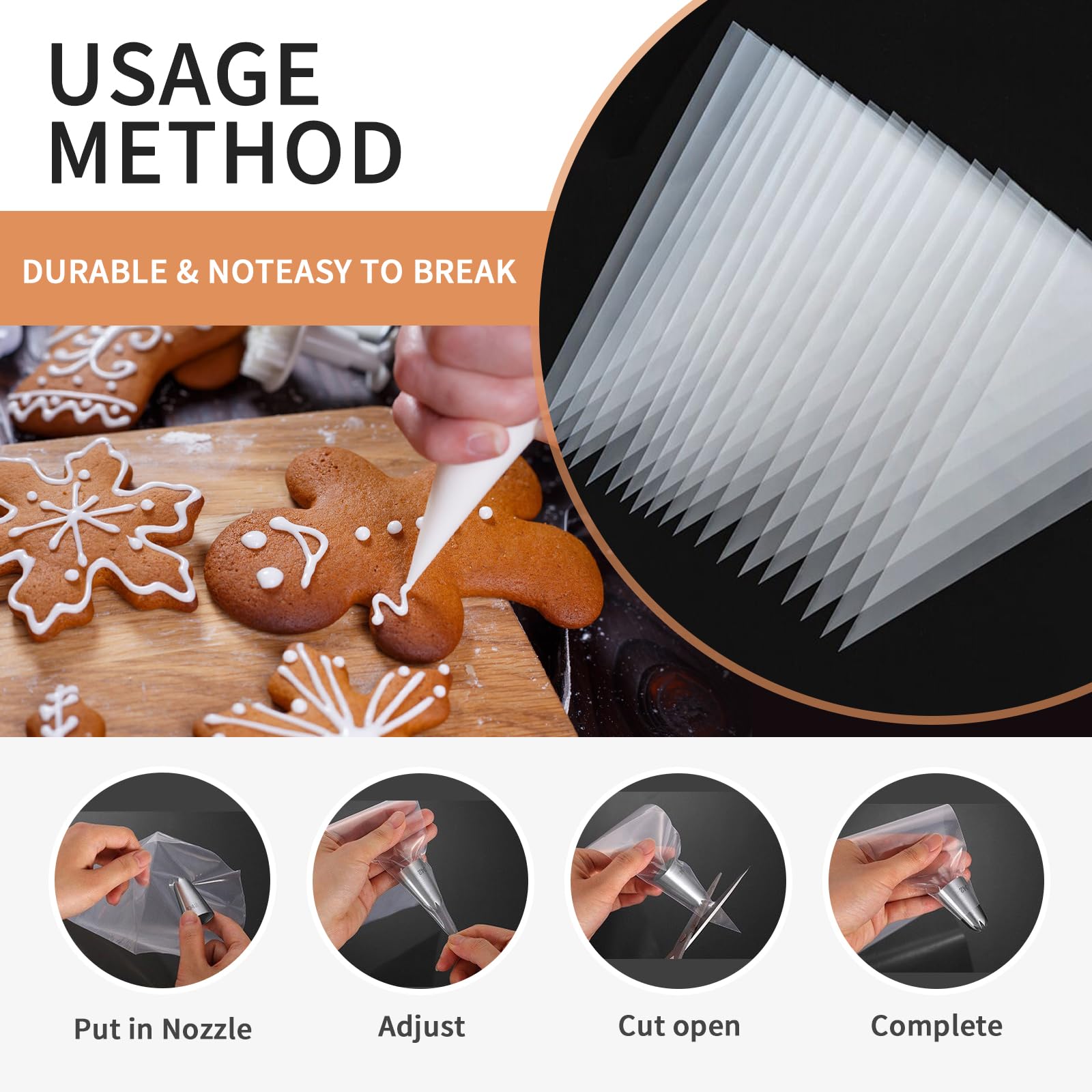 50pcs Extra Large 24 Inch Disposable Piping Bags - Thickened Anti-Burst Pastry Bags for Cake Decorating, Cupcakes, Cookies & Frosting | Food Grade Safe for Professional & Home Baking