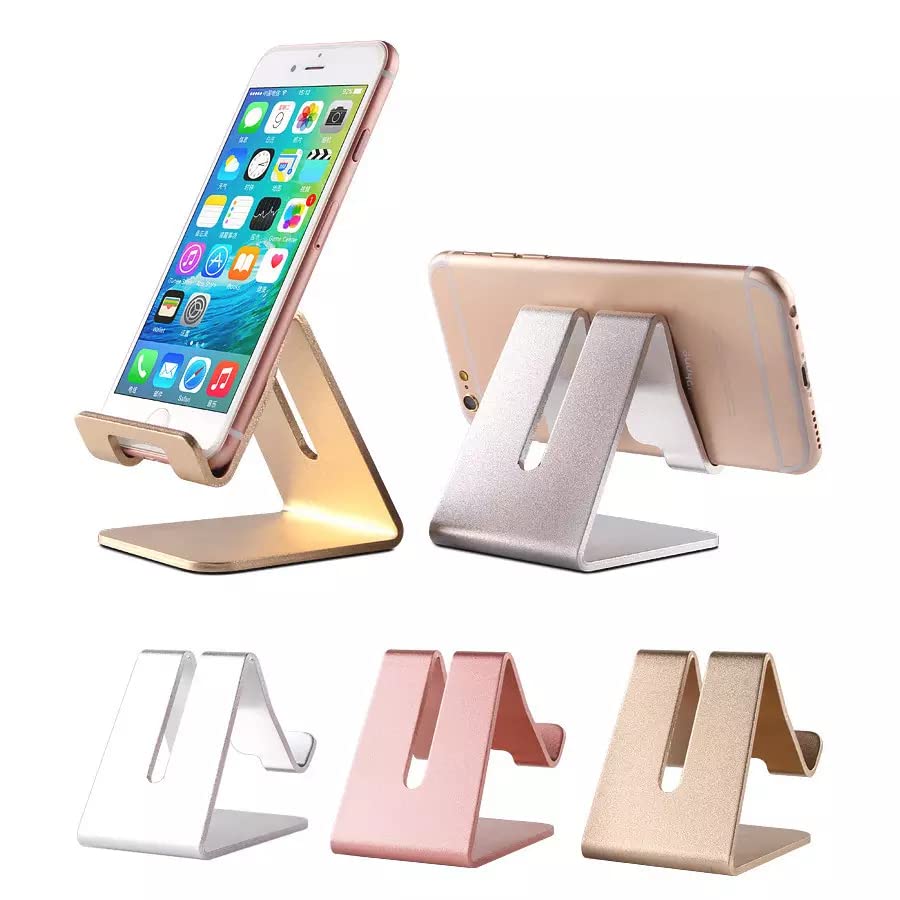 Premium Aluminum Alloy Phone Stand - Gold Desktop Holder for iPhone, Samsung & Smartphones | Perfect for Work, Home & Travel Use