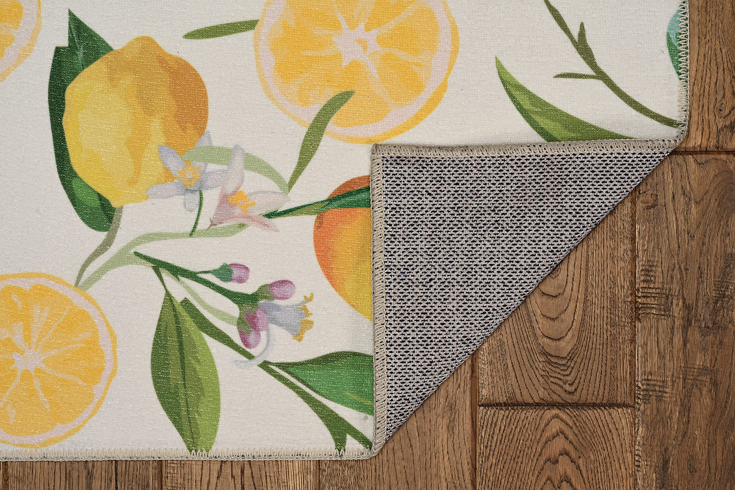 Linon The Anywhere Washable Rug 5' X 7' Area Rug - Soft Ivory & Yellow Geometric Pattern - Perfect for Living Room, Bedroom, or Office Decor