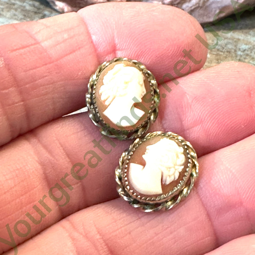 Vintage Hand Carved Shell Cameo Pierced Earrings - 14K Gold Filled Dangle Earrings for Women | Elegant Vintage Jewelry Gift for Mother's Day, Wedding & Special Occasions