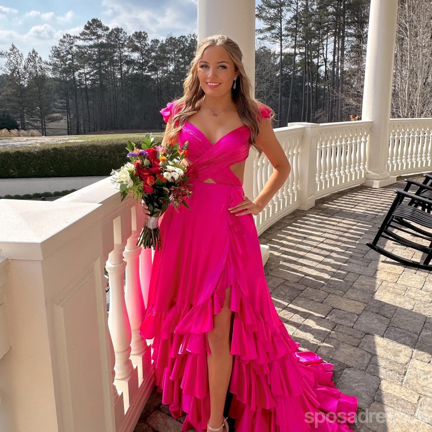 Elegant Hot Pink A-Line Maxi Long Prom Dress for Women - Perfect for Evening Parties, Formal Events & Special Occasions