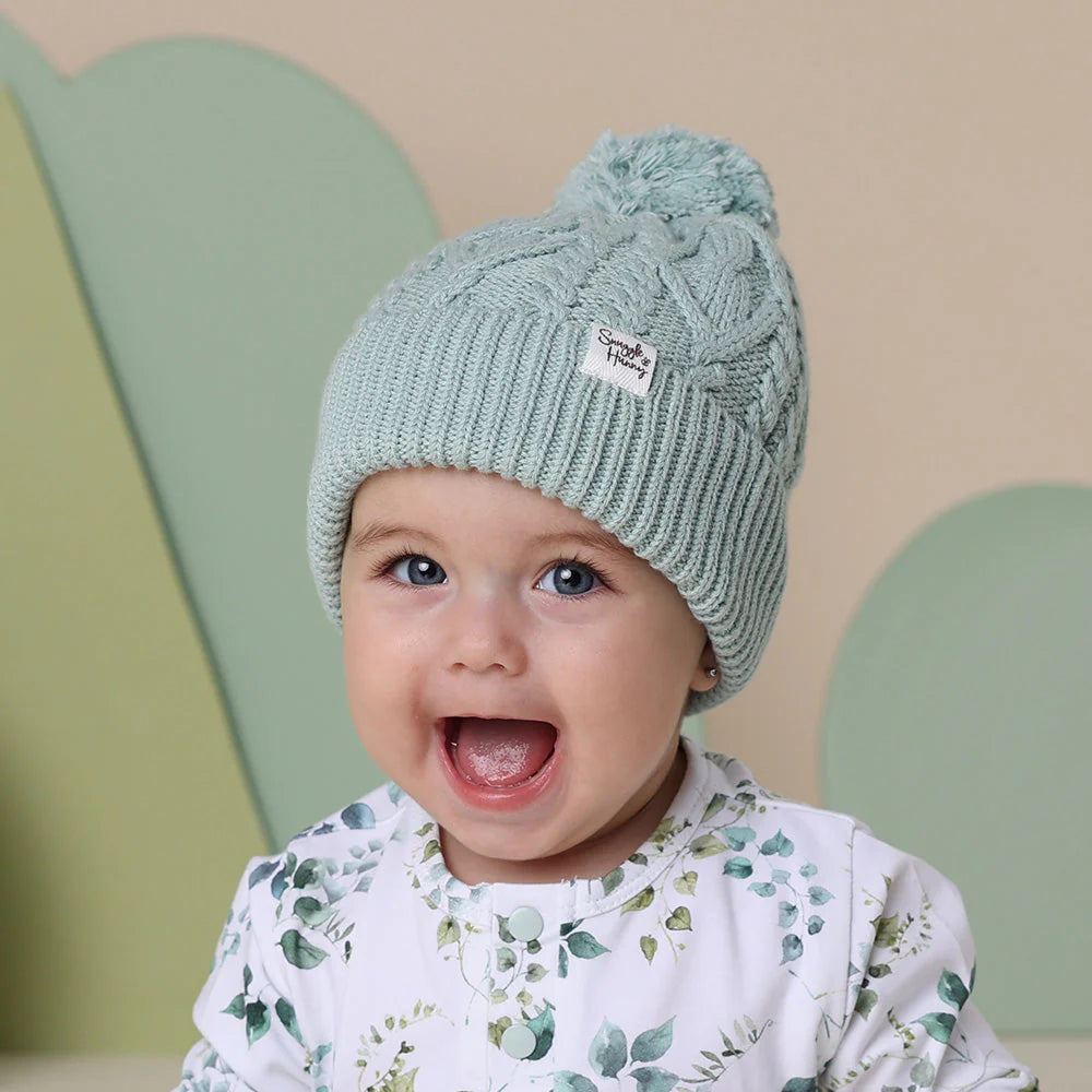 Snuggle Hunny Organic Knit Beanie - Soft Sage Green Winter Hat for Women & Men | Cozy & Warm for Outdoor Activities, Skiing, Hiking