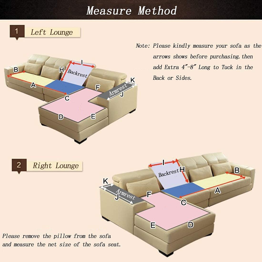 VCTOPS Leaf Embroidery Cotton Sofa Cover - Non-Slip Sectional Couch Slipcover for Pets, 36