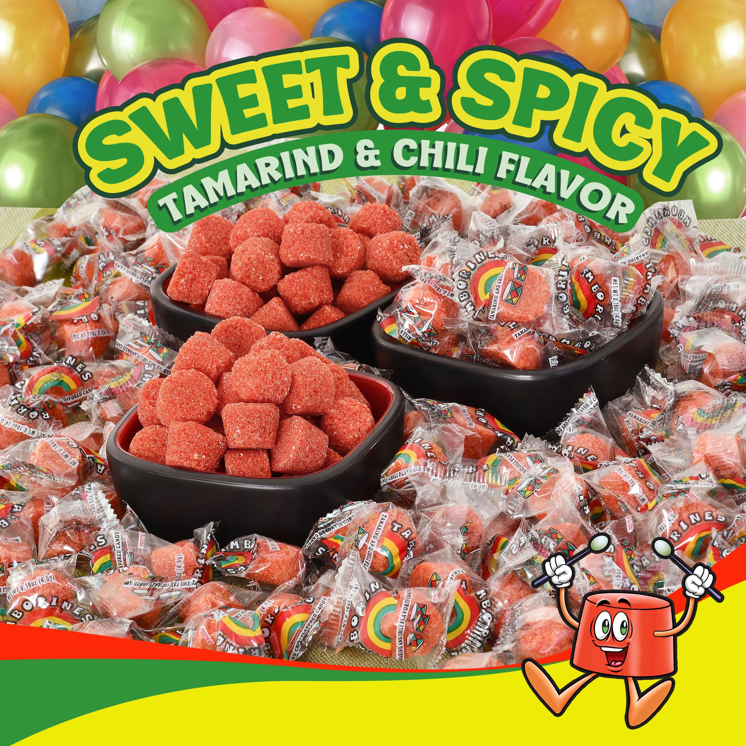 Mexican Hot Candy - Tamborines Enchilados 100 Pieces (15.85 oz) | Spicy Tamarind Treat for Parties, Snacking & Mexican Cuisine