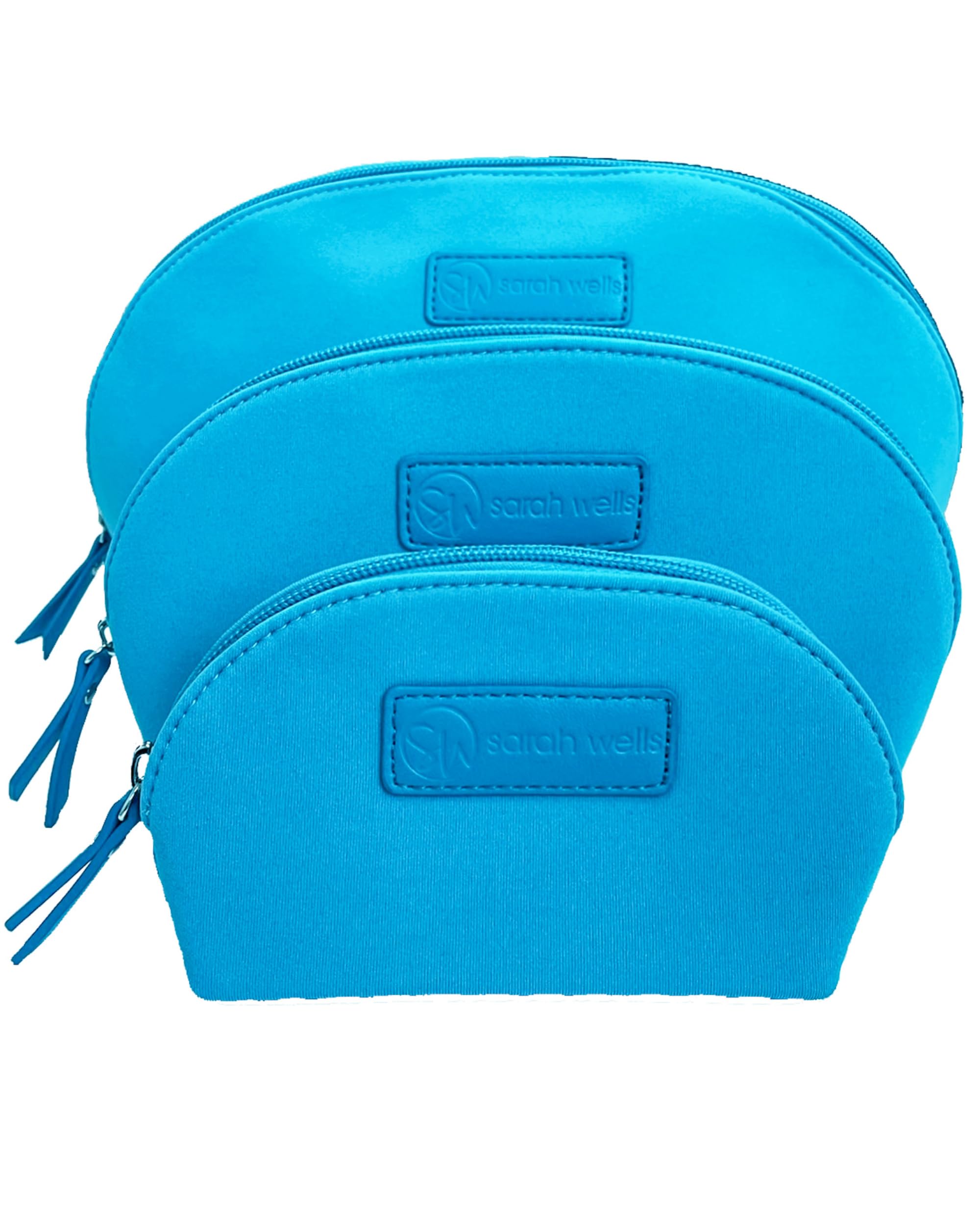 Sarah Wells PackSWell Trio Neoprene Organization Bags - Waterproof Travel Accessories for Makeup, Toiletries & Jewelry (Sky Blue) - Perfect for Gym, Vacation & Daily Use
