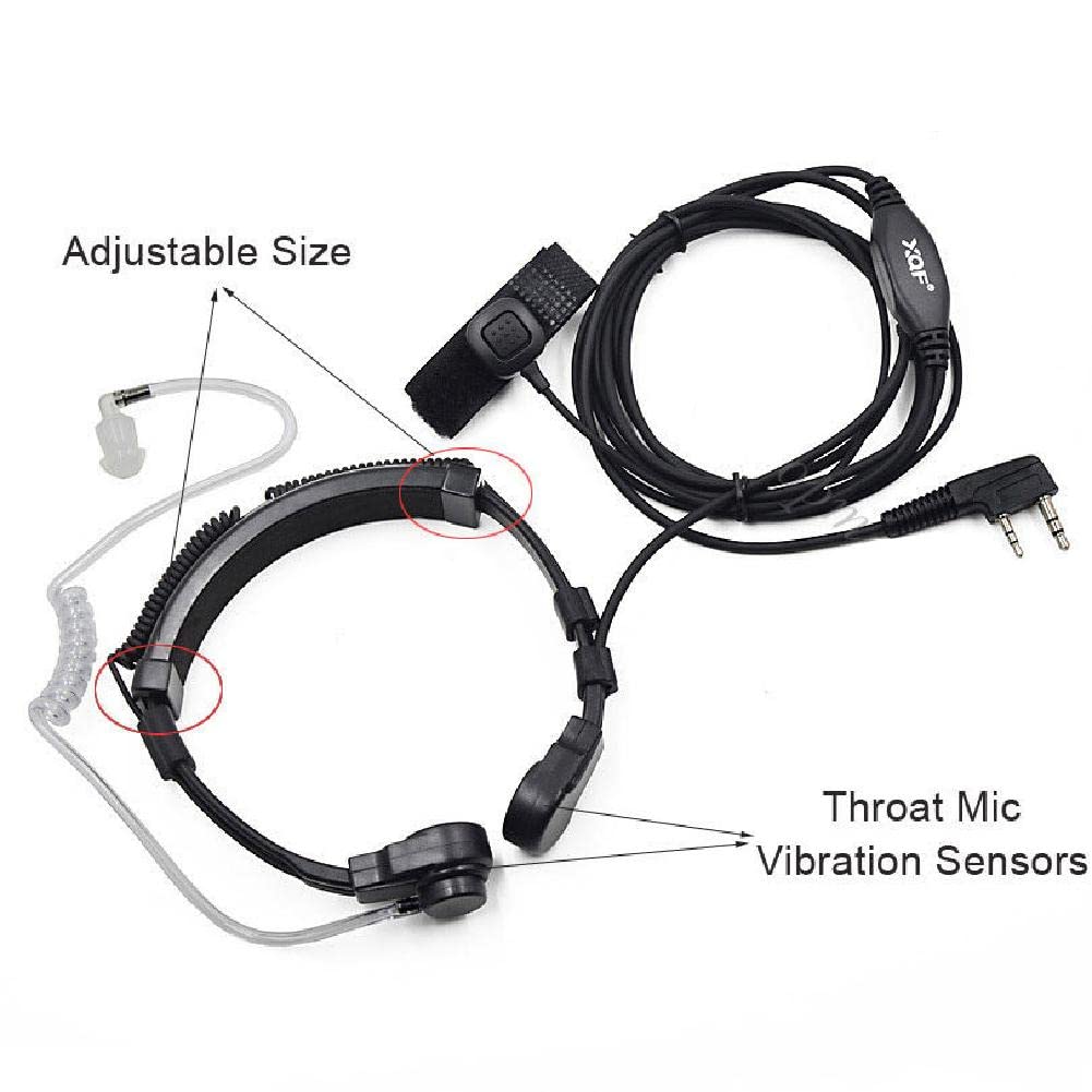 MOUDOAUER Throat Mic Earpiece Headset with Finger PTT - Compatible with Baofeng UV5R, 888s, KENWOOD NX220/NX320 Walkie Talkies - Hands-Free Communication for Security, Construction & Outdoor Activities