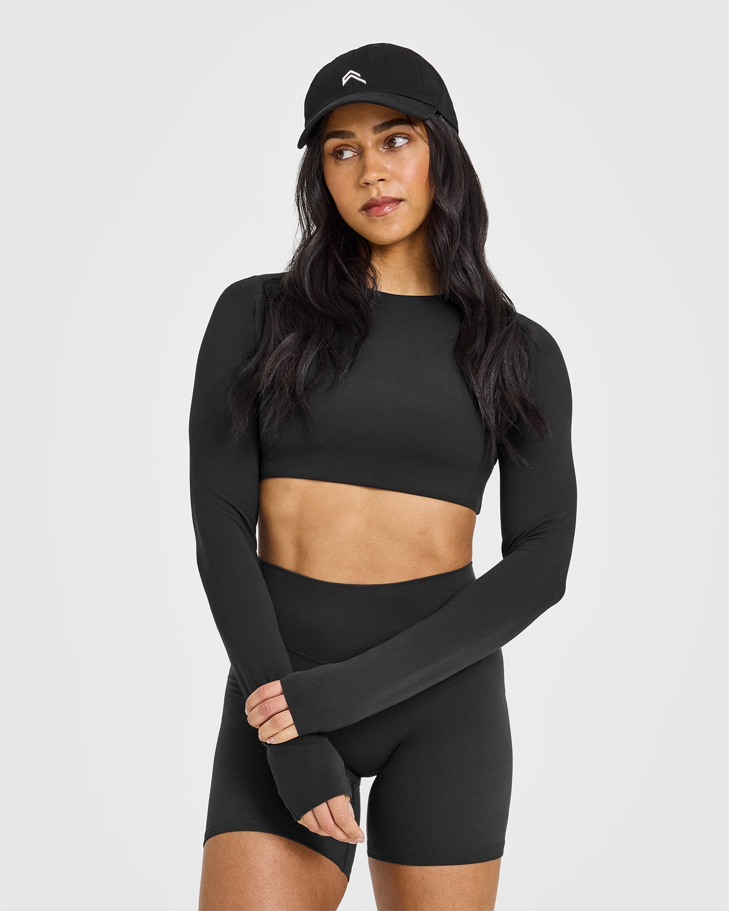 SoftMotion™ Long Sleeve Crop Top for Women - Stretchy Comfort Fit Soft Black Shirt | Perfect for Yoga, Workouts & Casual Wear