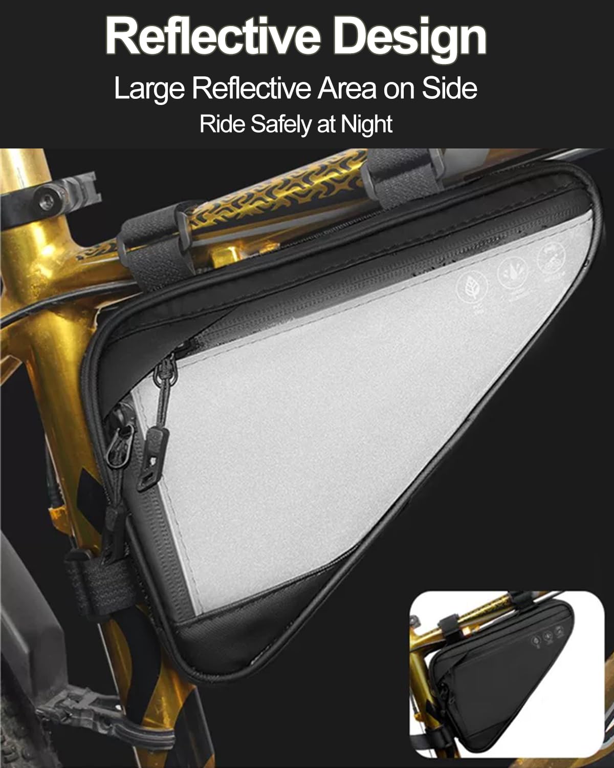 Reflective Waterproof Bike Frame Bag - Triangle Bicycle Storage Pouch for Phone, Wallet, Keys & Tools - Durable Cycling Accessories for Mountain, Road & Commuter Bikes - Perfect for Daily Commutes, Long Rides & Outdoor Adventures
