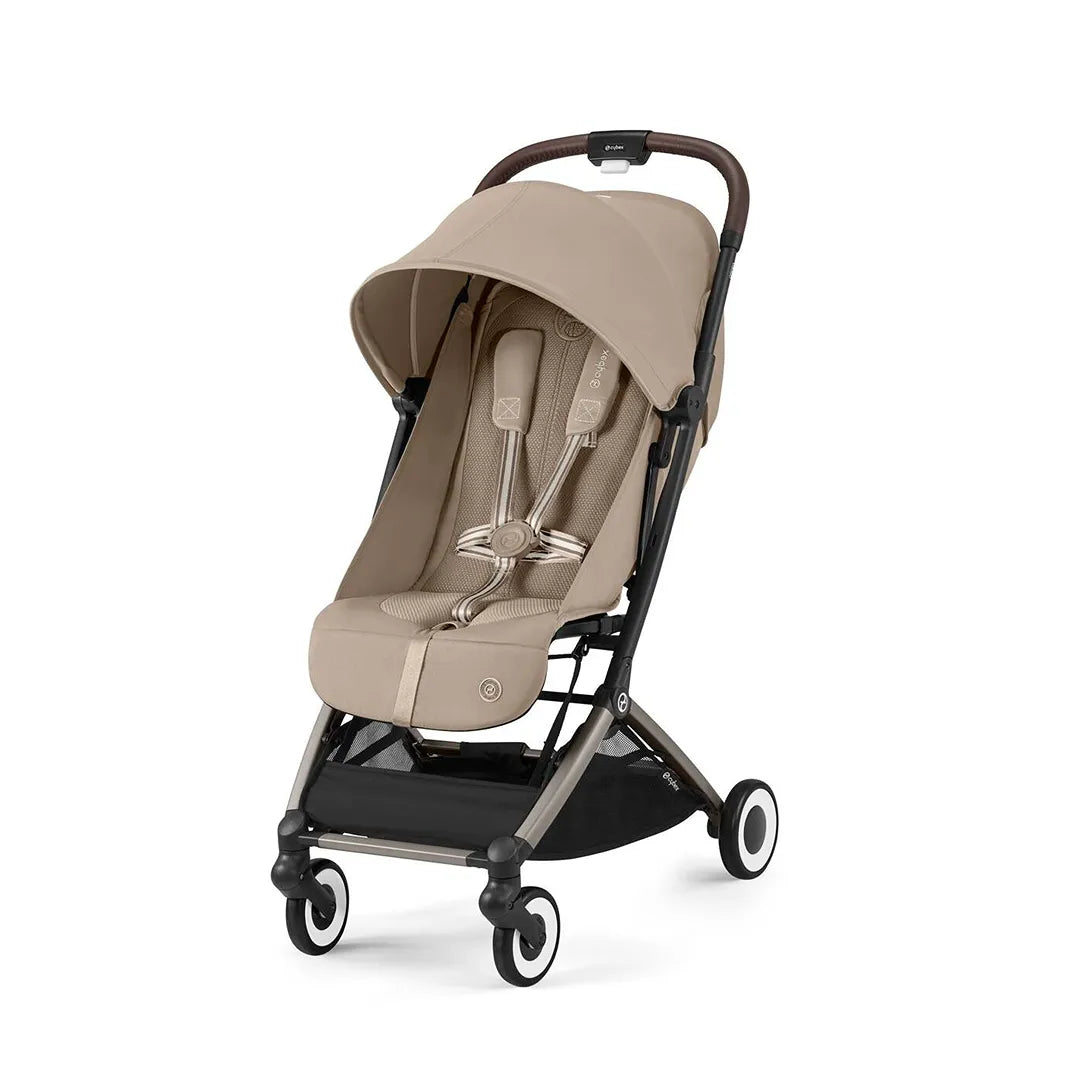 ORFEO Lightweight Stroller for Toddlers - Taupe Frame with Almond Beige Seat | Compact Foldable Baby Stroller for Travel, Shopping & Daily Use
