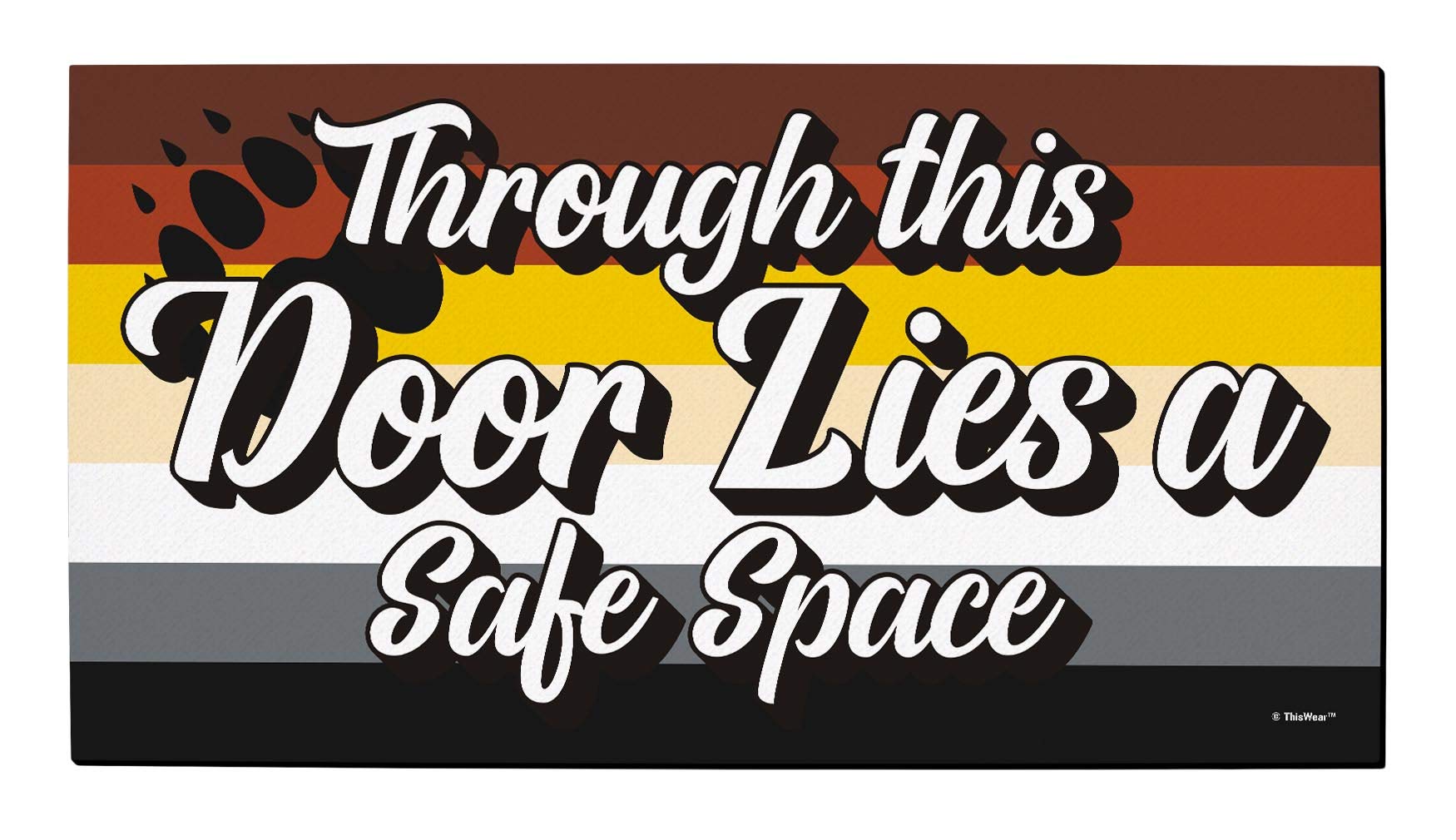 Gay Bear Pride Flag Doormat - Safe Space Welcome Mat for LGBTQ+ Bear Community - Perfect for Front Door Decor & Bear-Themed Gifts