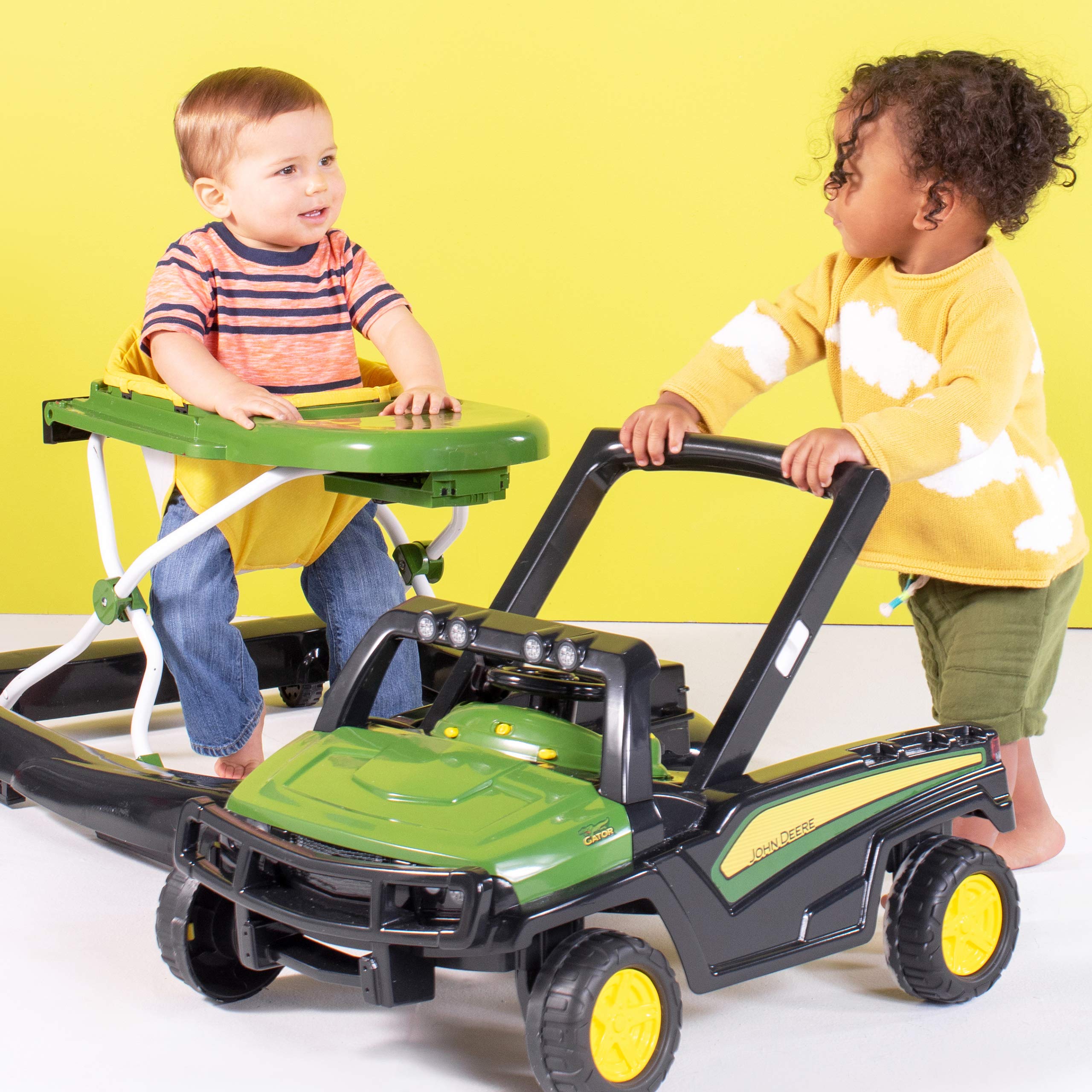 Bright Starts John Deere 4-in-1 Gator Green Baby Activity Center & Push Walker with Removable Interactive Steering Wheel Toy - Developmental Learning Toy for Infants 6 Months and Up - Perfect for Playtime, Early Walking Practice & Motor Skills Development
