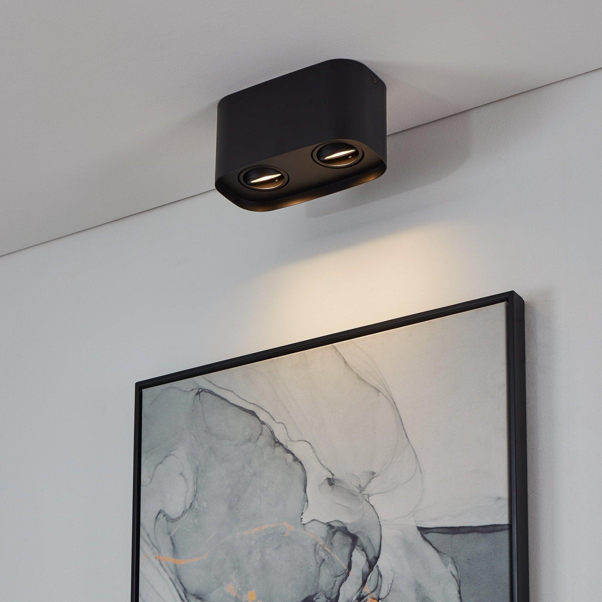 Eglo Connect Caminales Z 2-Light Smart Square Black Flush Mount Ceiling Light - Modern Lighting for Bedroom, Living Room & Kitchen