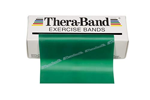 THERABAND Resistance Bands - 6 Yard Roll Professional Latex Exercise Bands for Strength Training, Physical Therapy & Home Workouts | Upper/Lower Body & Core Workouts | Pilates, Rehab & Fitness Training | Heavy Duty Green Elastic Band (Intermediate Level) - Perfect for Gym, Physical Therapy & Home Exercise Routines