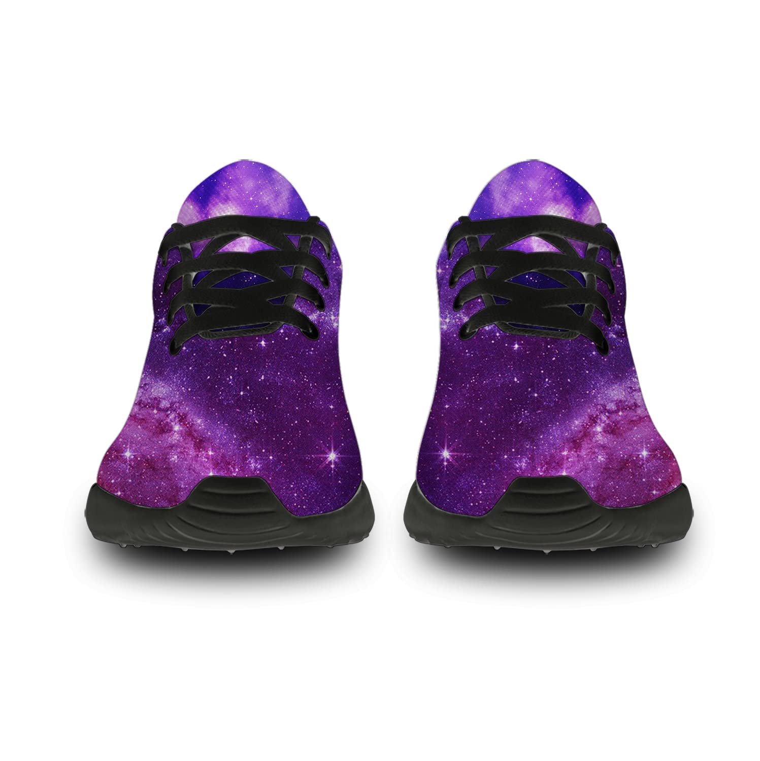 Galaxy Print Running Shoes for Women & Men - Space Nebula Design Walking & Tennis Sneakers - Size 8.5 Men/10 Women - Perfect for Jogging, Gym Workouts & Casual Wear - Black Purple Cosmic Pattern Athletic Shoes