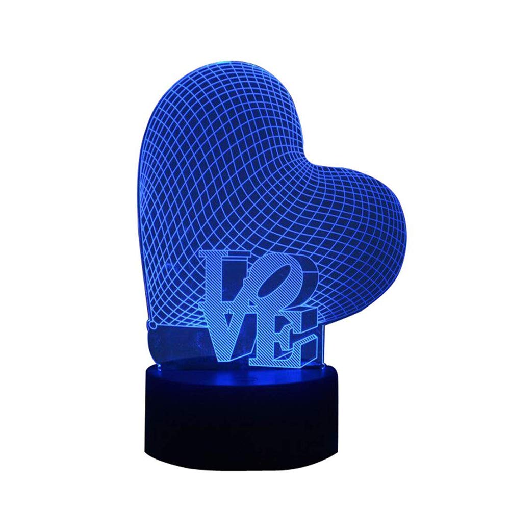 3D Heart Sign Love Night Light - 7 Color Changing LED Desk Lamp for Bedroom, Romantic Gifts for Couples, Valentine's Day Decor & Mood Lighting