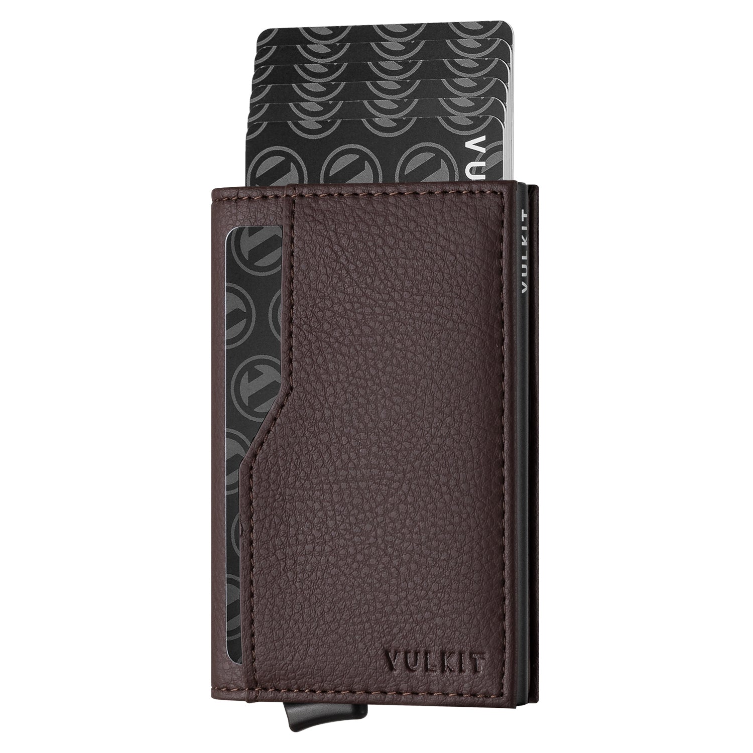 VC205 Men's RFID Blocking Leather Card Holder Wallet with Double ID Windows - Holds 12 Cards, Slim & Secure for Travel, Business & Everyday Use