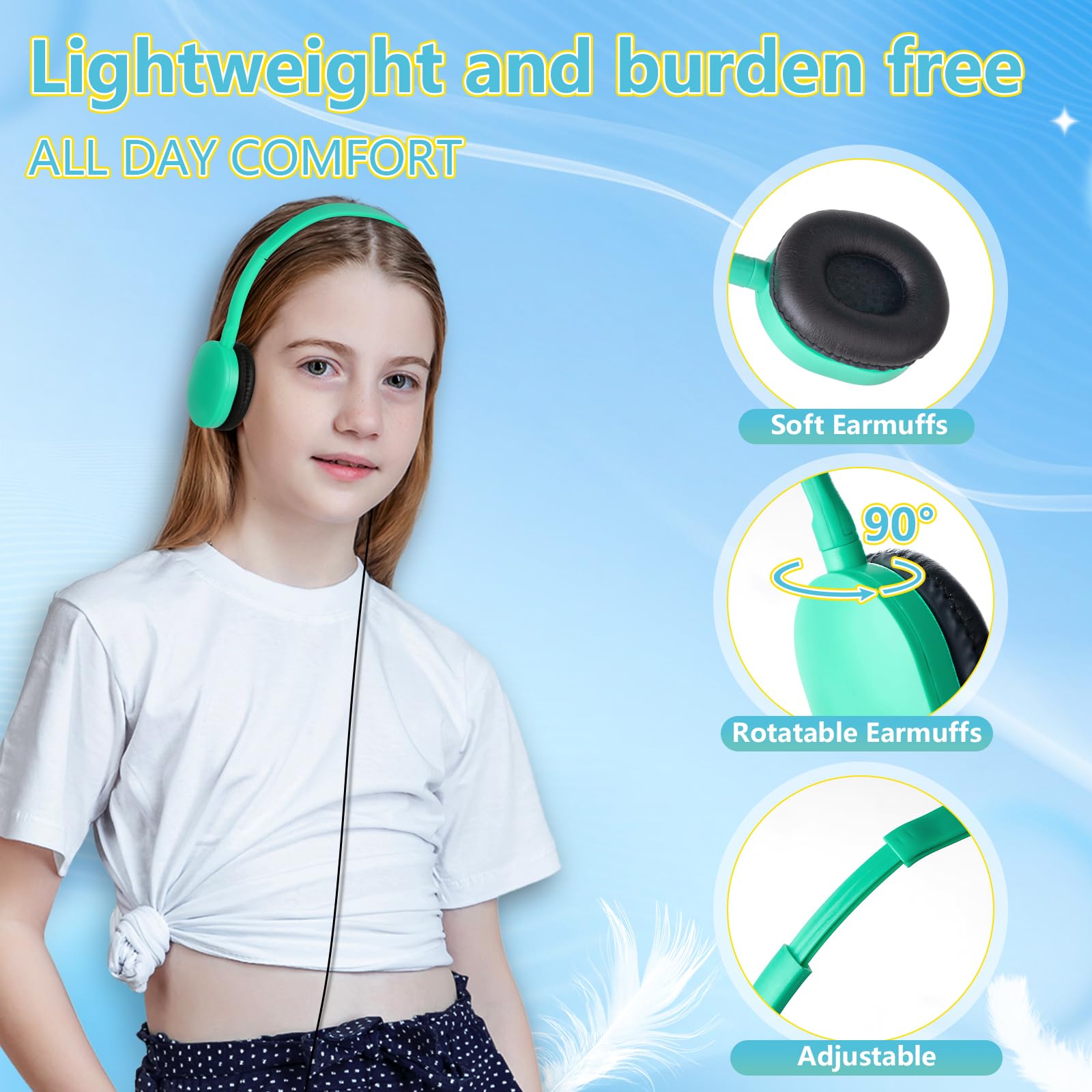 100 Pack Bulk Classroom Headphones for Kids - Durable School Headphones for Students, Children, Toddlers, Boys, Girls, Teens & Adults (10 Color Options) - Perfect for Classroom Learning, Online Education & Computer Labs