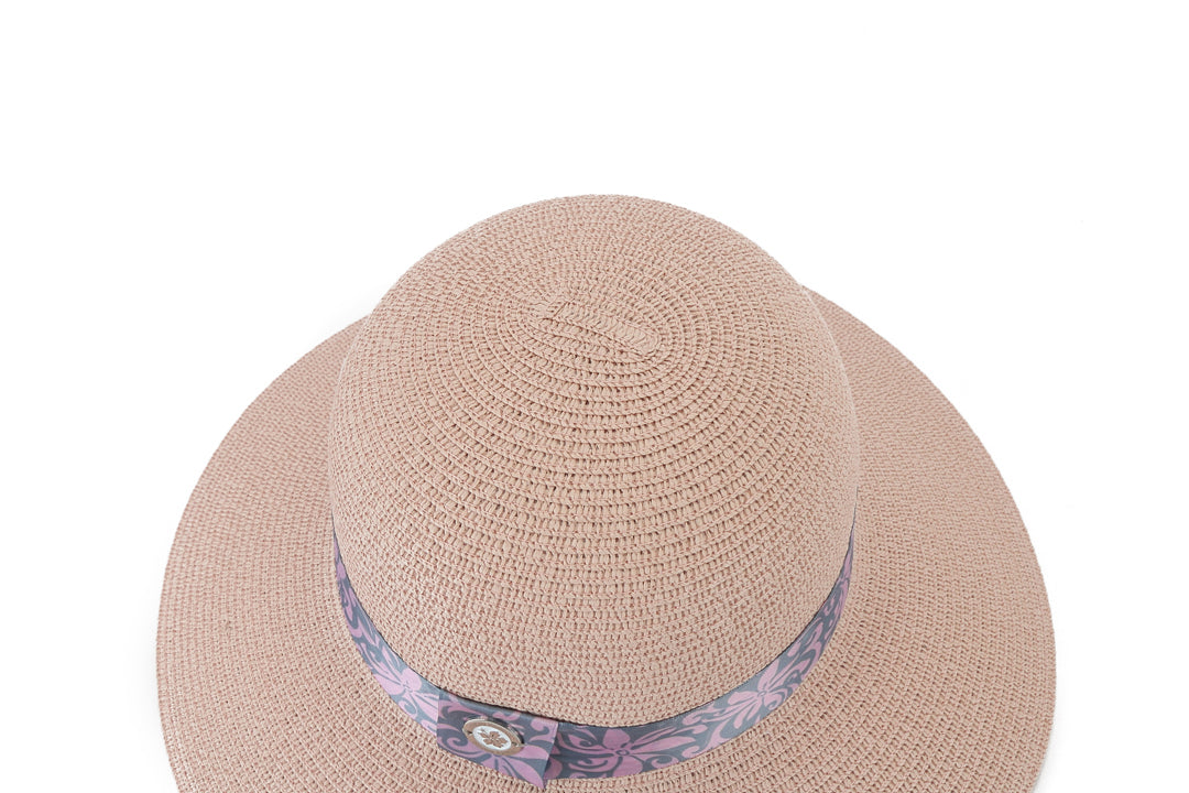 Elegant Pink Orchid Hat with Grey Accents - Stylish Women's Sun Hat for Beach, Garden & Outdoor Activities