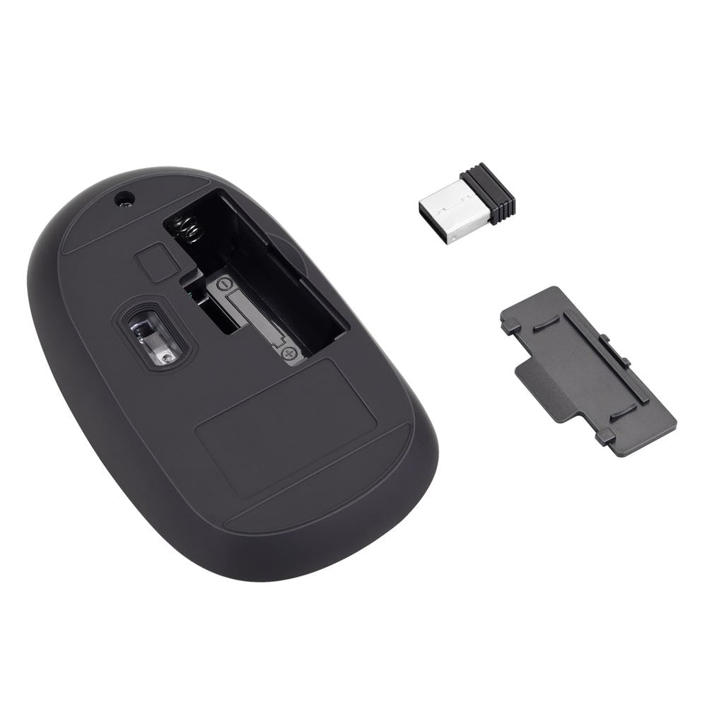 Bonelk Wireless Round Scroll 4D Mouse - 800/1600 DPI Adjustable, Ergonomic Design, USB Receiver, for PC/Laptop/Mac (Black) - Perfect for Office Work, Gaming & Graphic Design