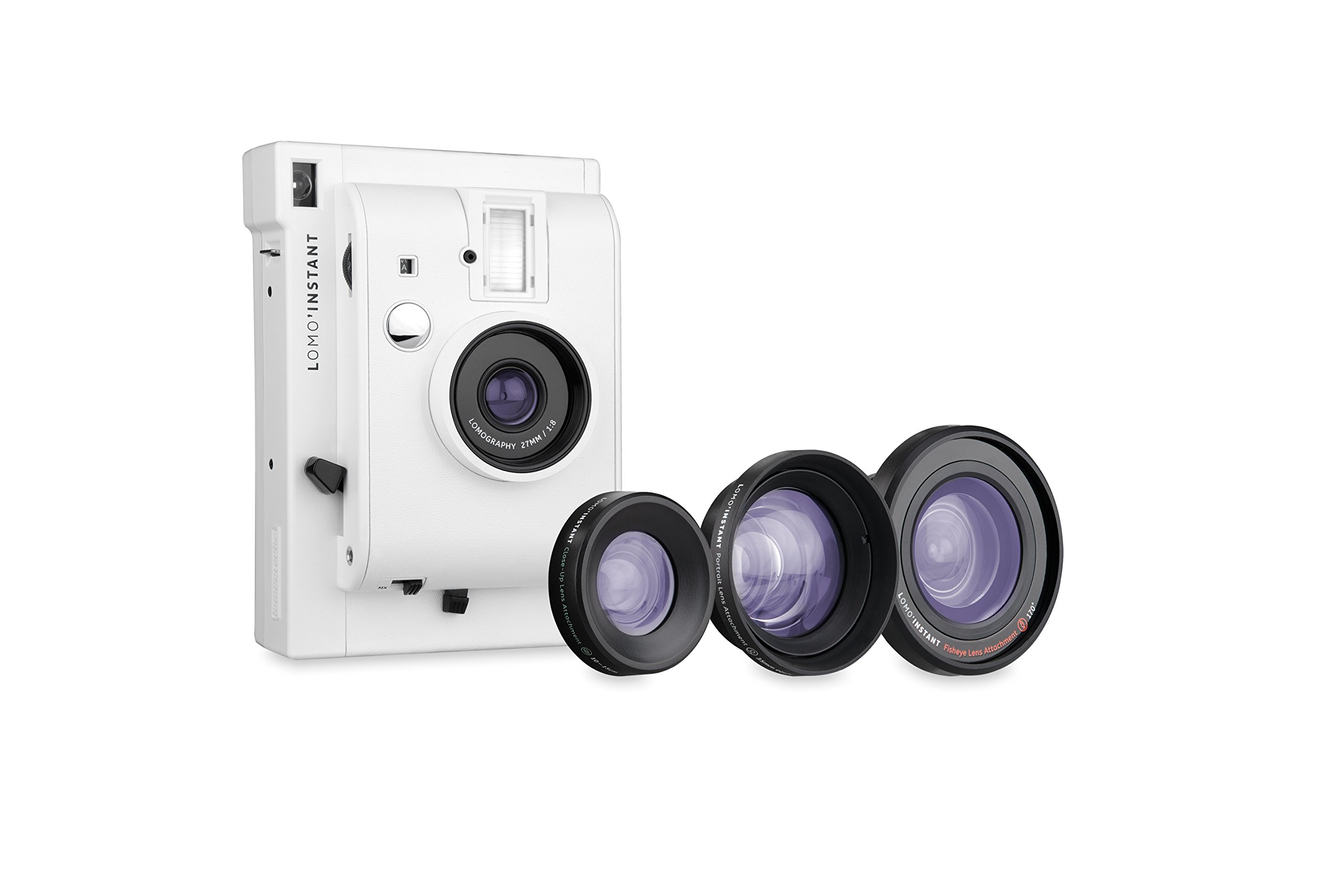 Lomography Lomo'Instant White Instant Film Camera with 3 Interchangeable Lenses - Perfect for Travel, Parties & Creative Photography