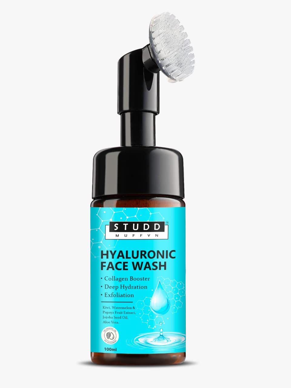 Studd Muffyn Hyaluronic Acid Foaming Face Wash for Men & Women - 100ml | Collagen Boosting Cleanser | Removes Impurities, Toxins & Bacteria | Gentle Daily Facial Cleanser for Acne-Prone & Sensitive Skin | Perfect for Morning & Night Skincare Routine