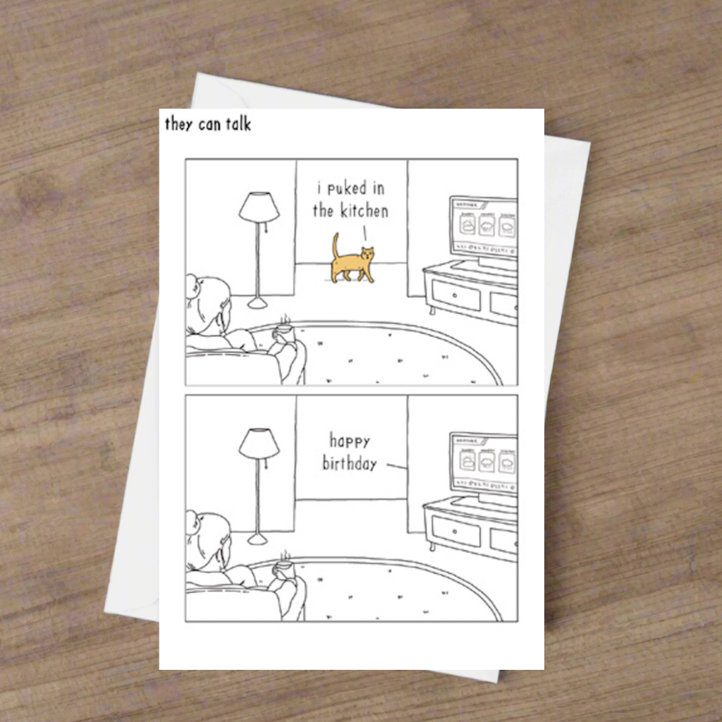 Funny Cat Birthday Card - 'I Puked in the Kitchen' Humorous Greeting Card for Cat Lovers | Perfect for Birthday Gifts, Housewarming Parties & Pet Owner Humor